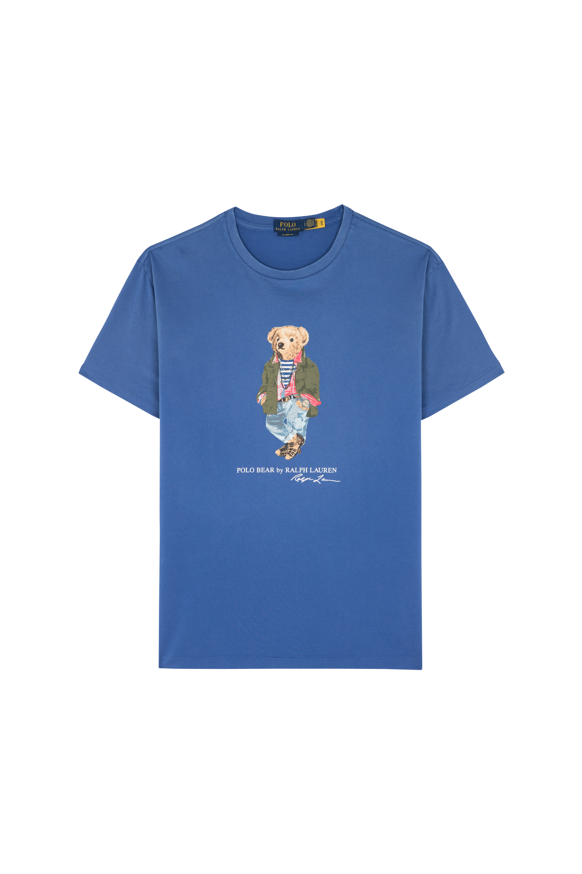 Regular-fit round-neck cotton T-shirt Blue