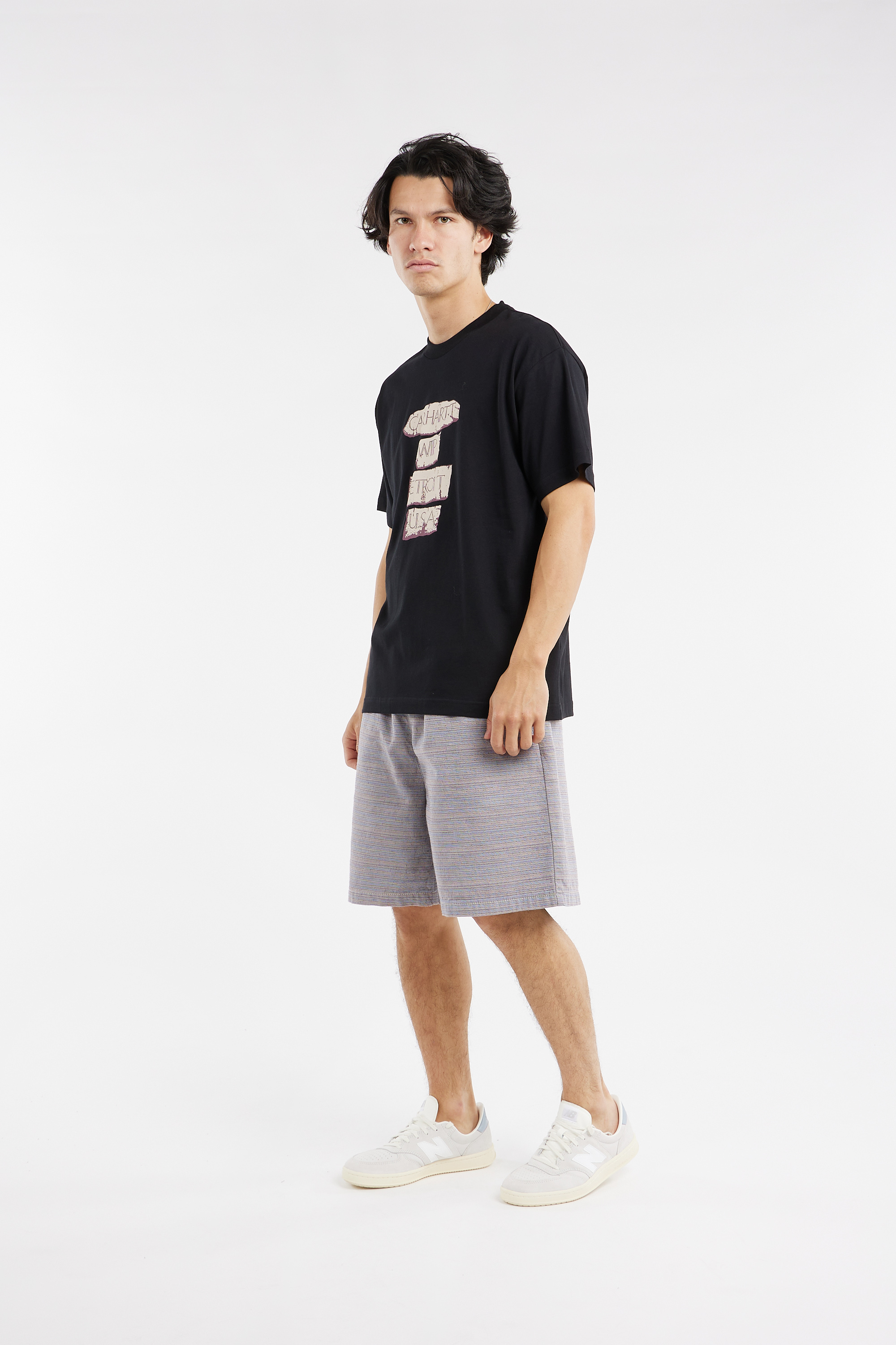 Regular-fit round-neck cotton T-shirt Black