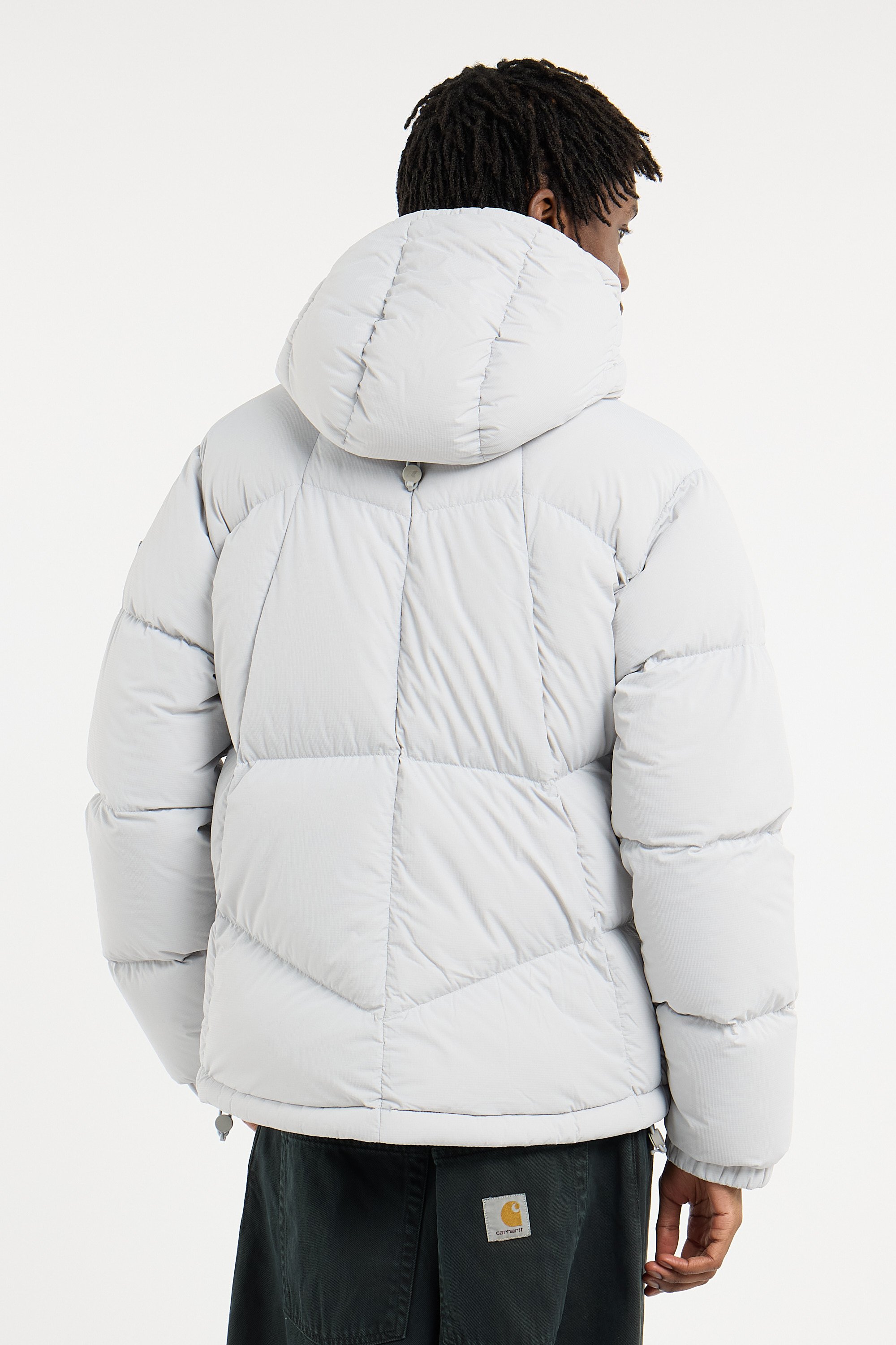 Zipped high-neck colorblock padded jacket with hood | Grey K-WAY Men