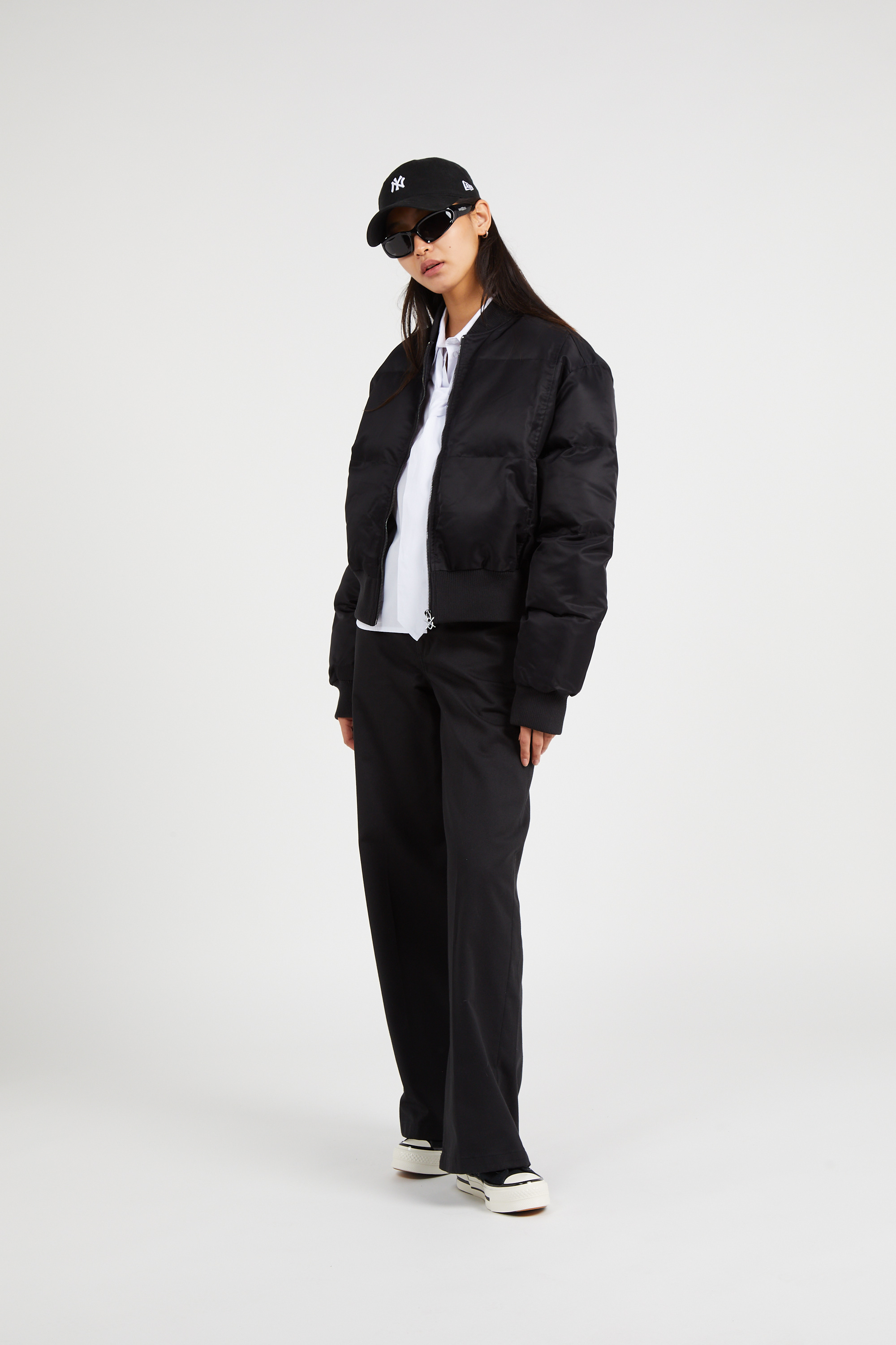 Lightweight quilted padded jacket with high neck Black