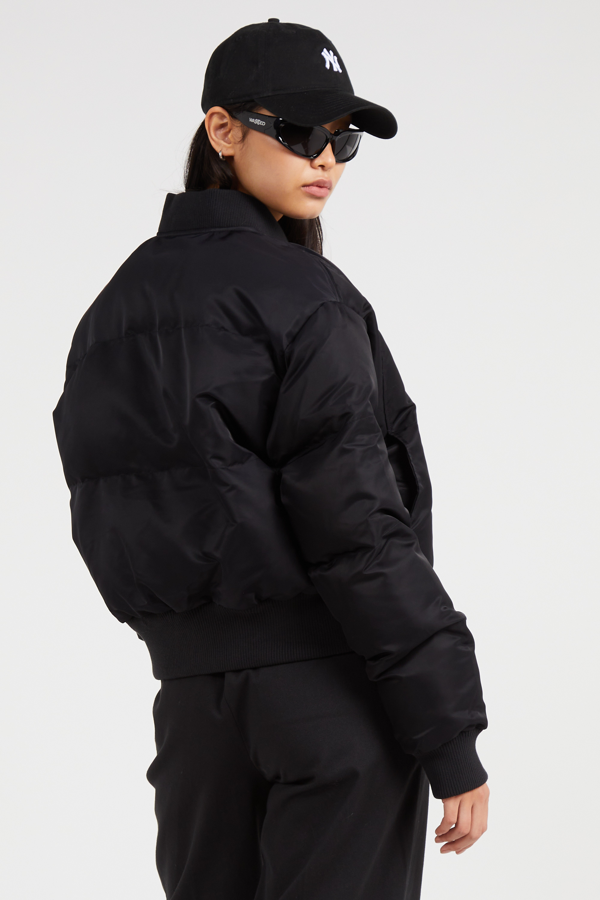 Lightweight quilted padded jacket with high neck Black