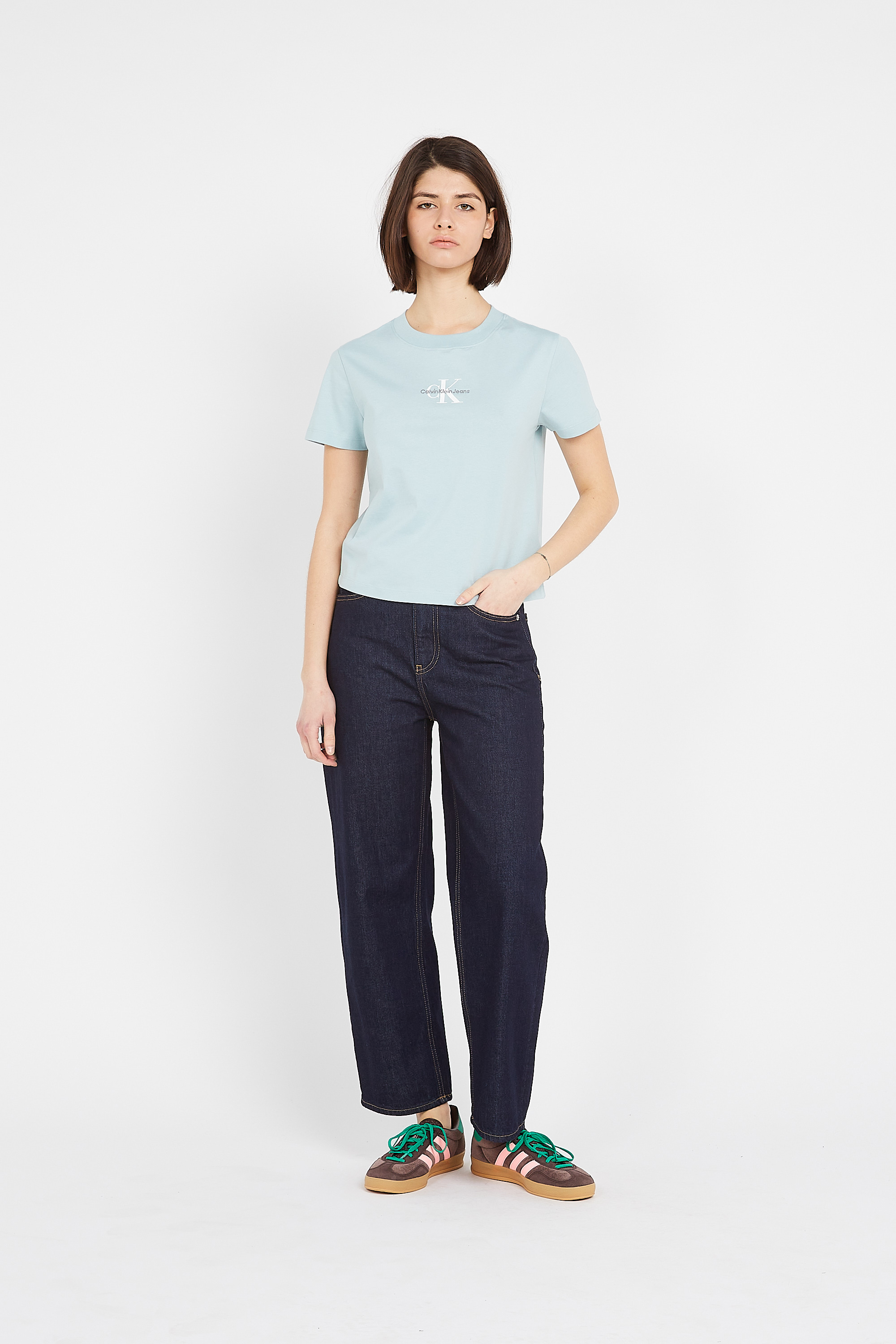 Regular-fit round-neck cotton T-shirt Blue