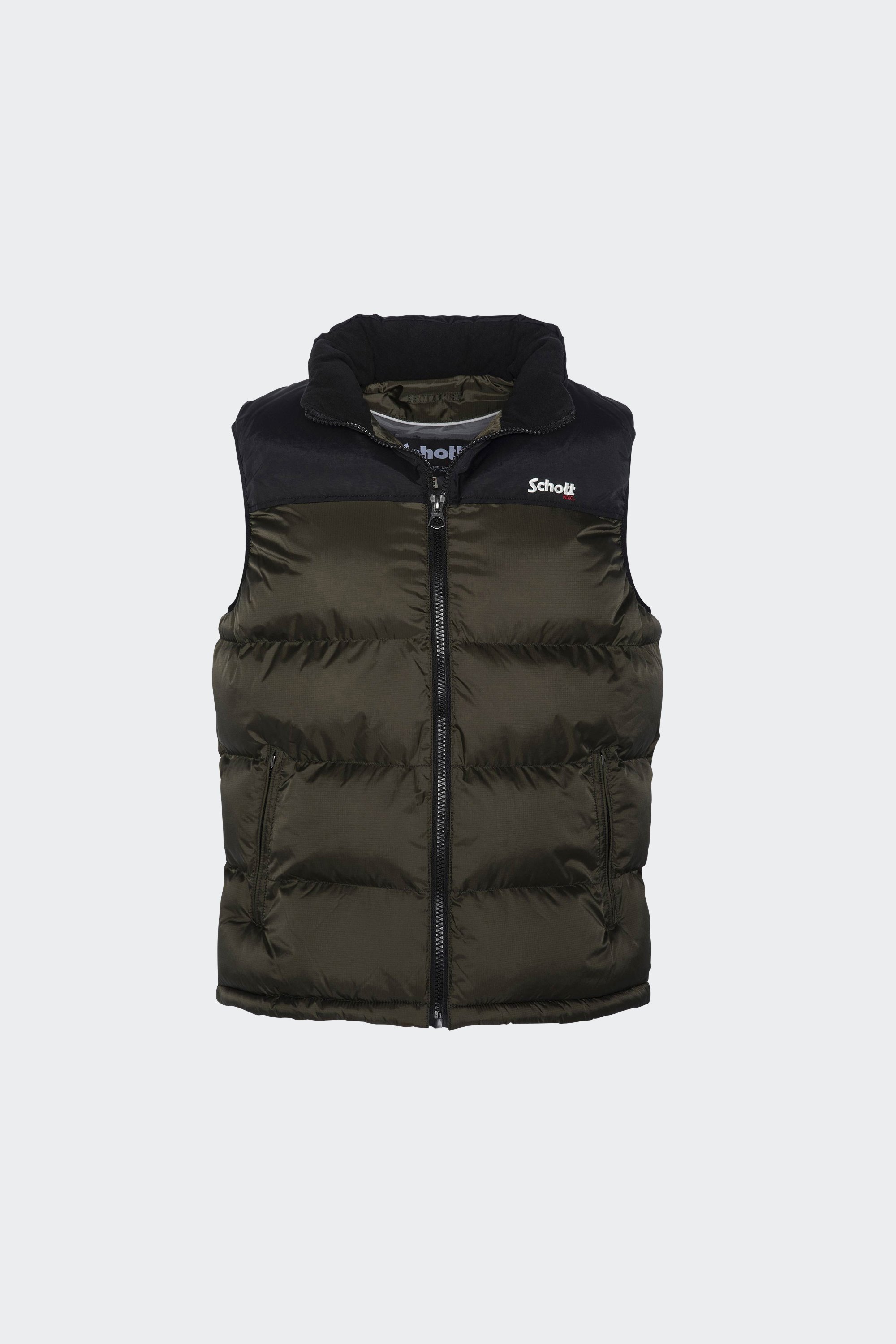 Sleeveless Puffer Jacket | Khaki by SCHOTT Sleeveless Puffer Jacket Khaki