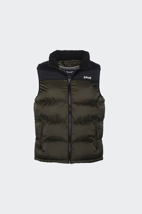 SCHOTT Sleeveless Puffer Jacket Khaki
