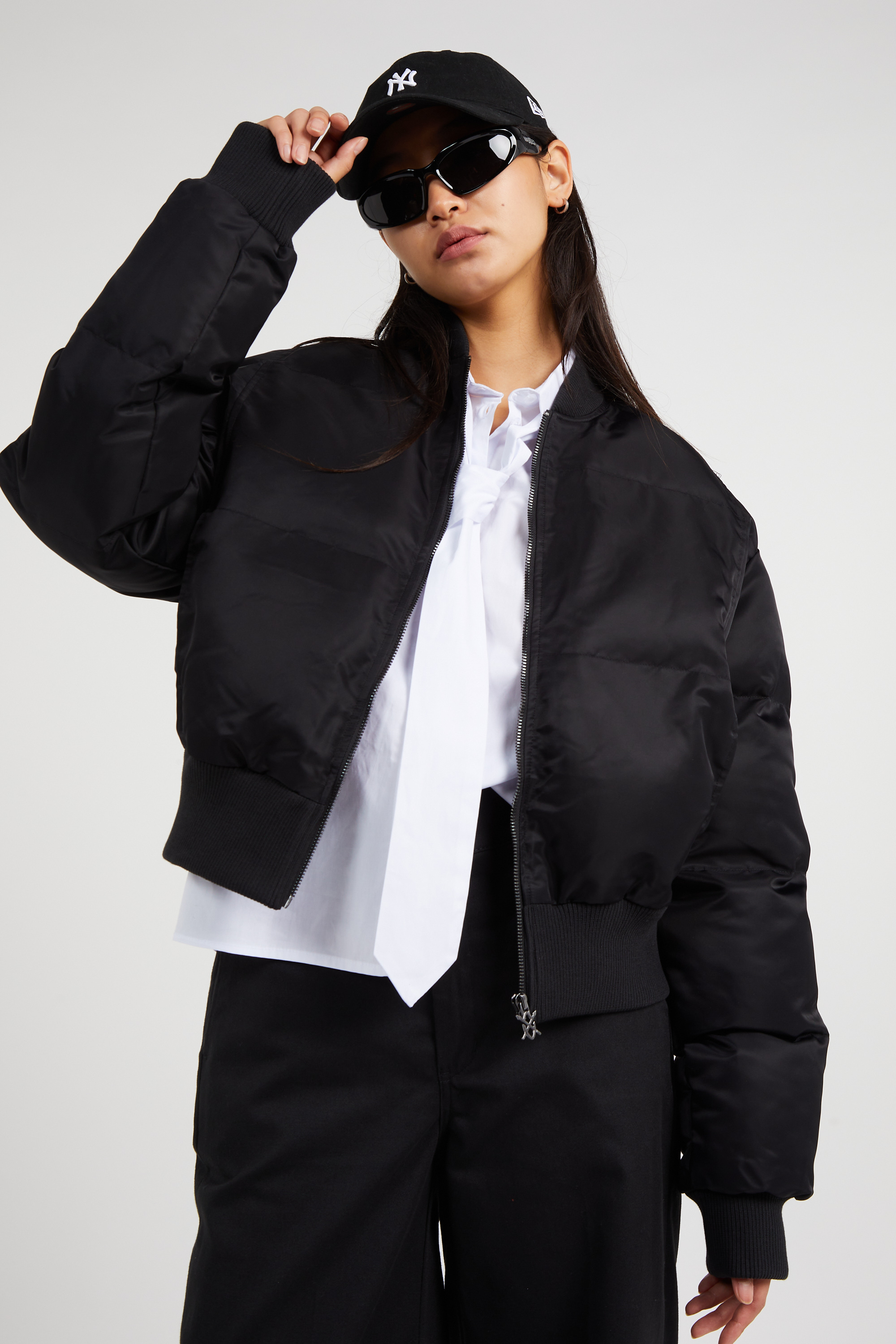 Lightweight quilted padded jacket with high neck Black
