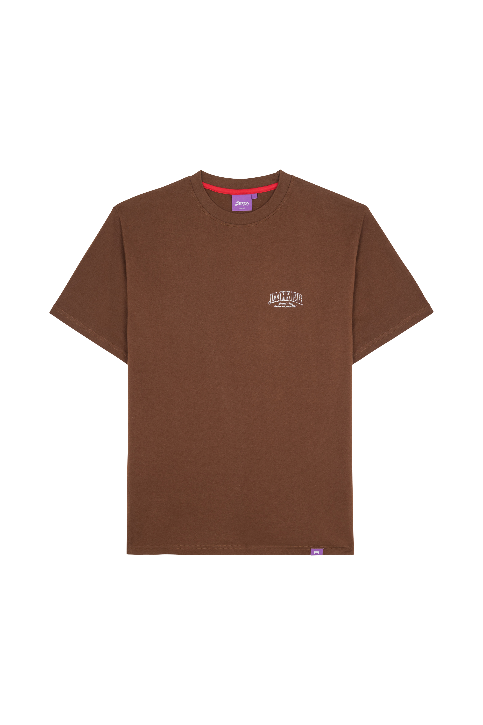 Regular-fit round-neck cotton T-shirt Brown