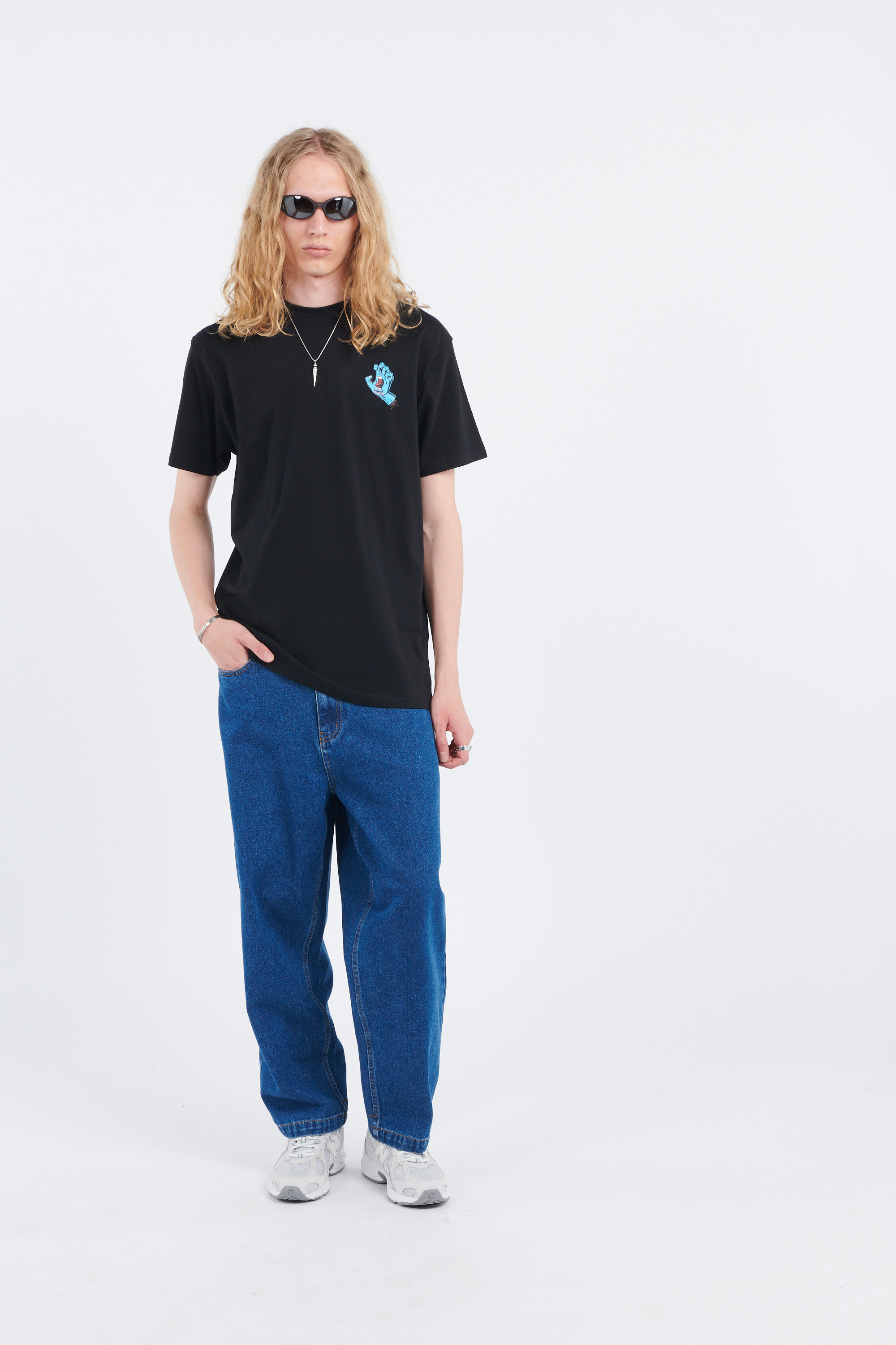 Regular-fit round-neck cotton T-shirt Black