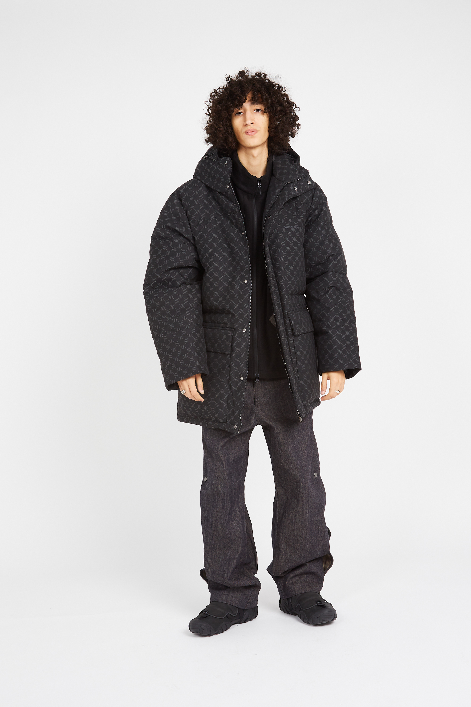 Lightweight quilted padded jacket with high neck Black