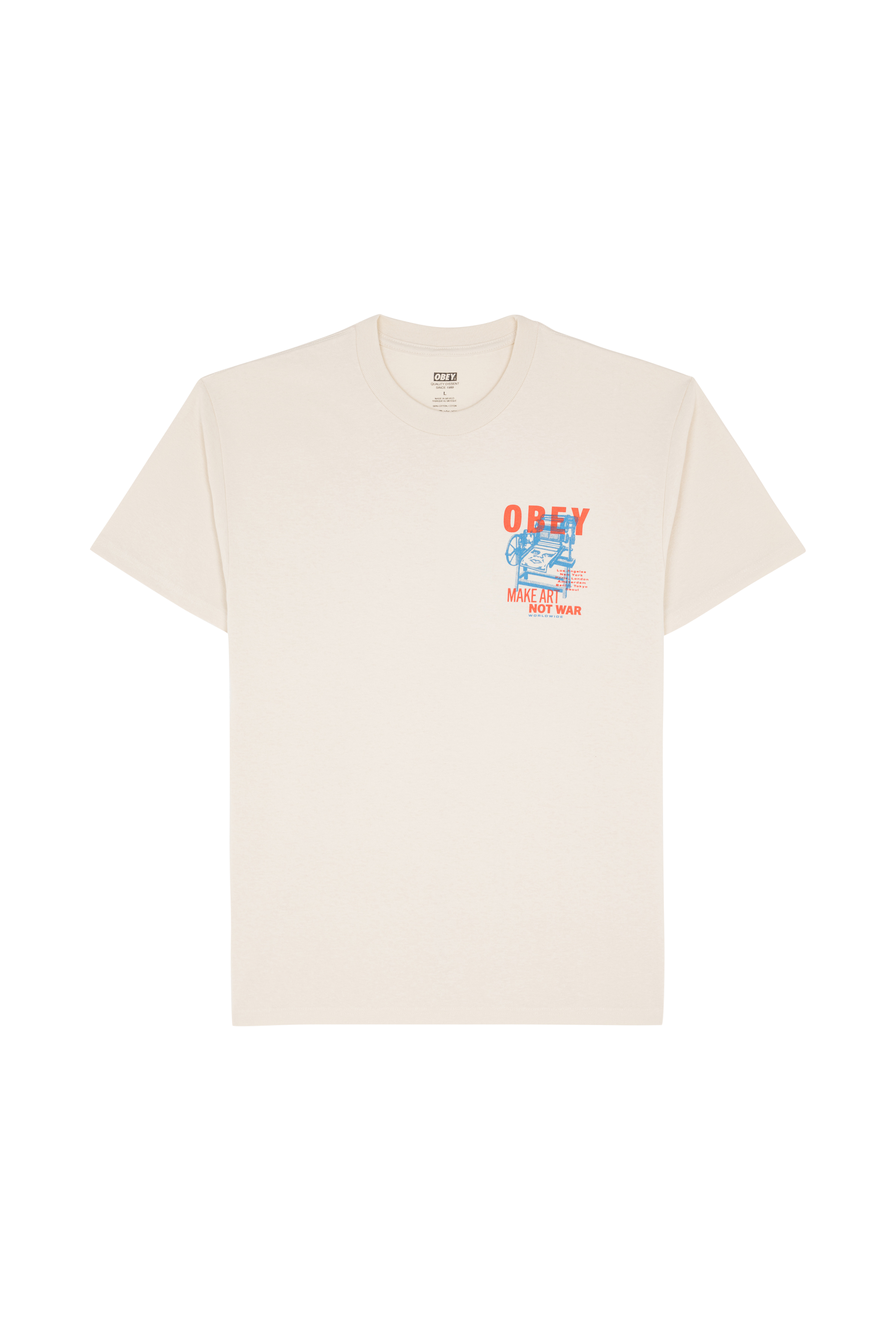 Regular-fit round-neck cotton T-shirt Beige