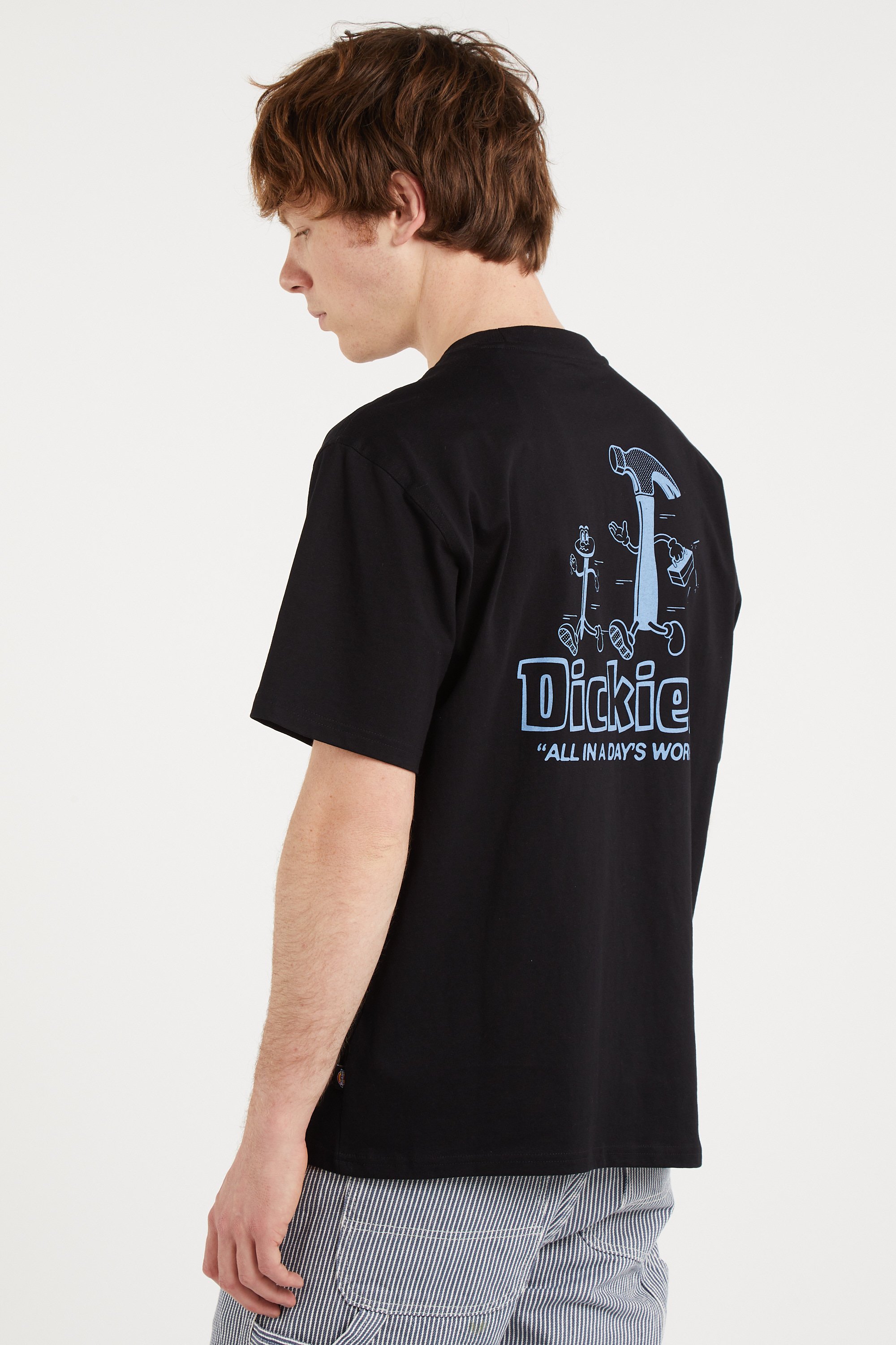 Regular-fit round-neck cotton T-shirt Black