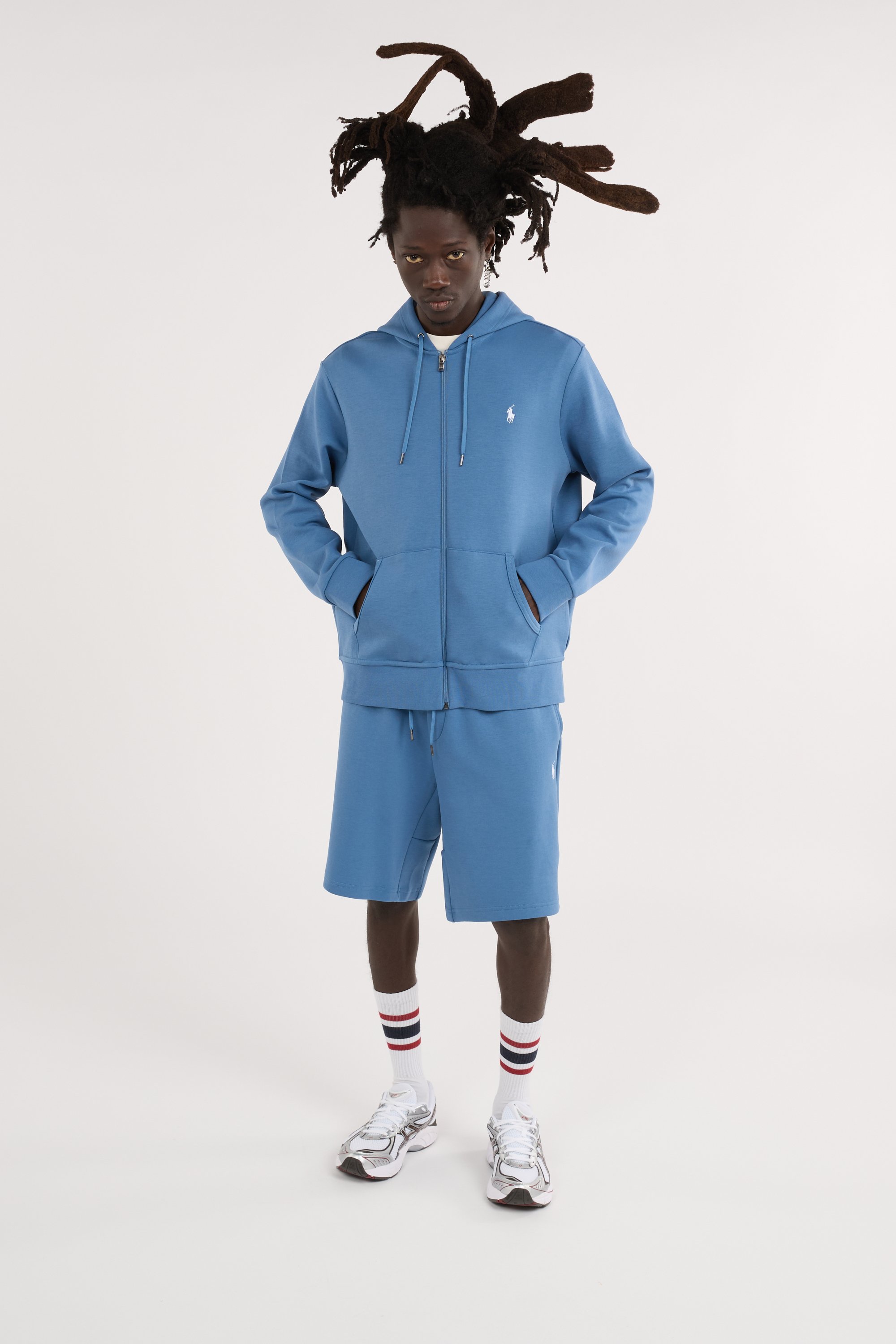 Regular-fit zip-up cotton-blend hoodie with Pony Player POLO RALPH LAUREN Blue