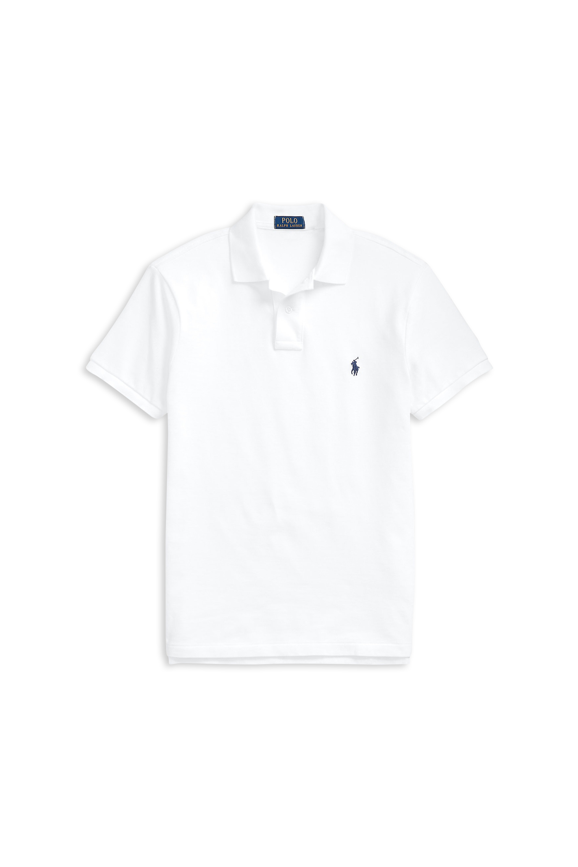 Slim-fit cotton piqué polo shirt with long sleeves White