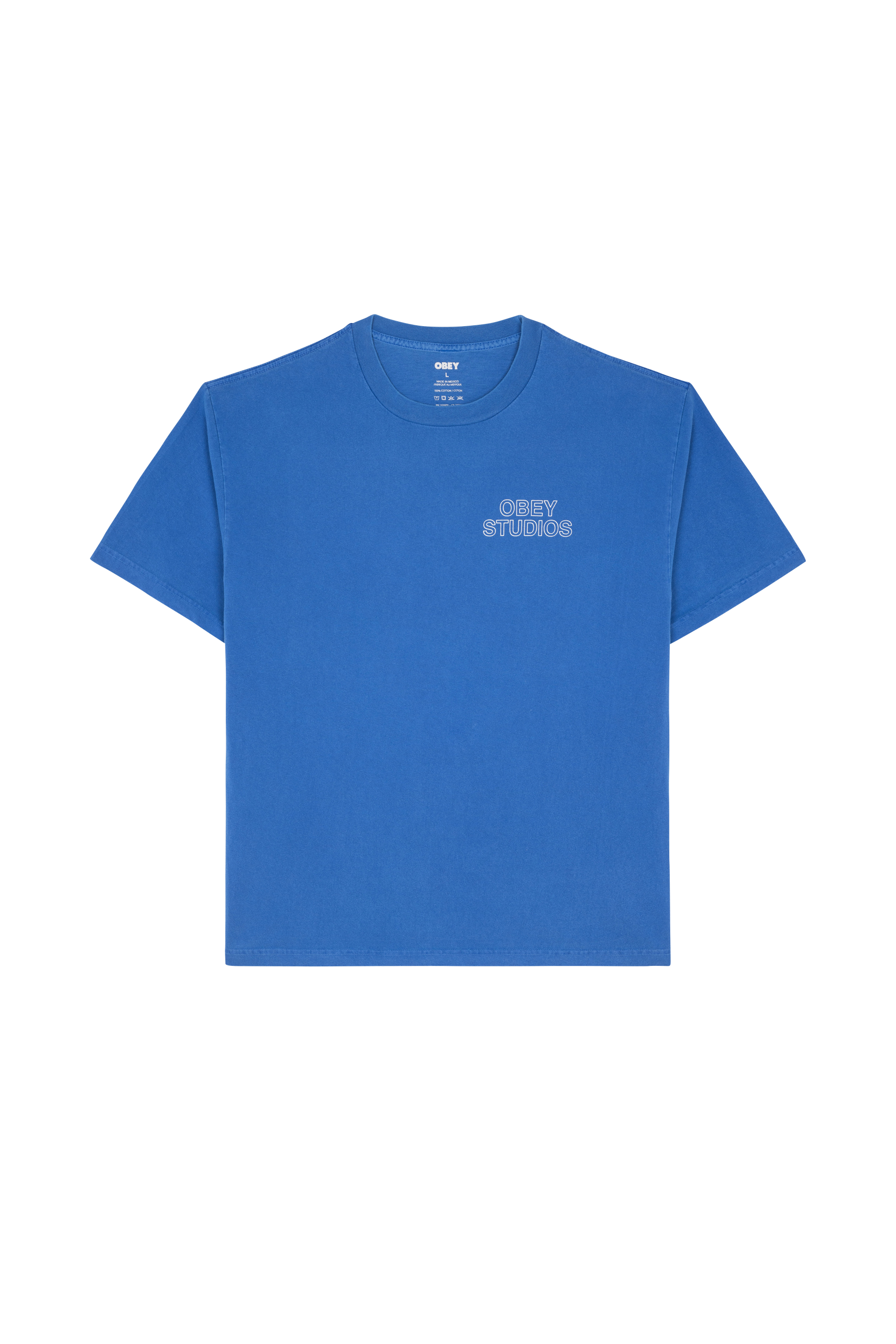 Regular-fit round-neck cotton T-shirt Blue