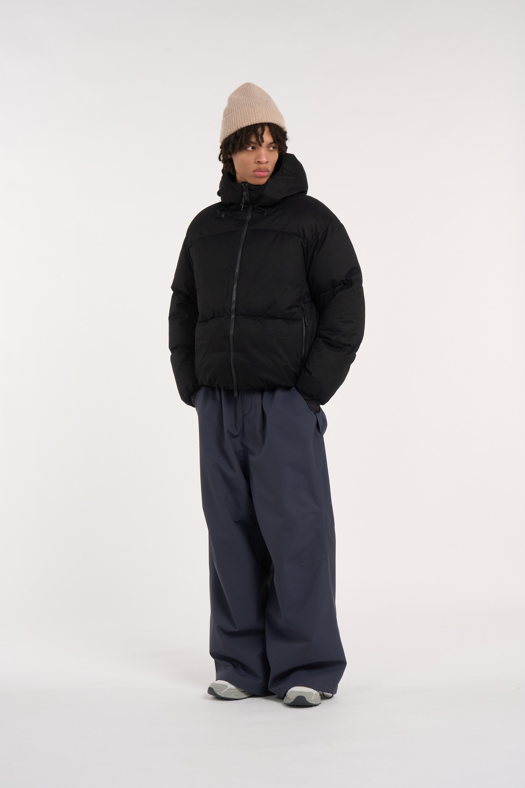 Zipped high-neck colorblock padded jacket with hood | Black OAKLEY Men