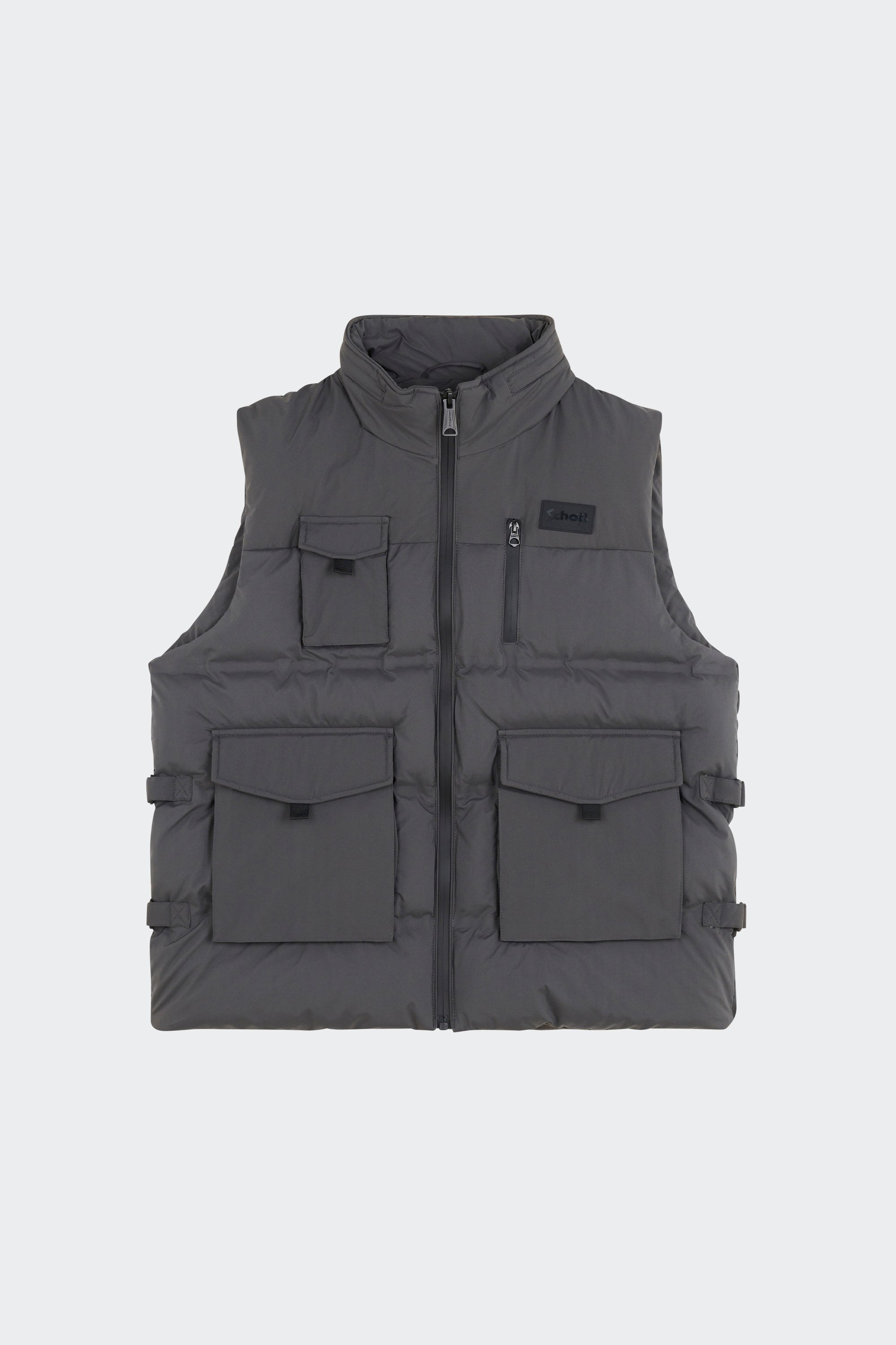 Lightweight quilted padded jacket with high neck | Grey by SCHOTT Lightweight quilted padded jacket with high neck Grey