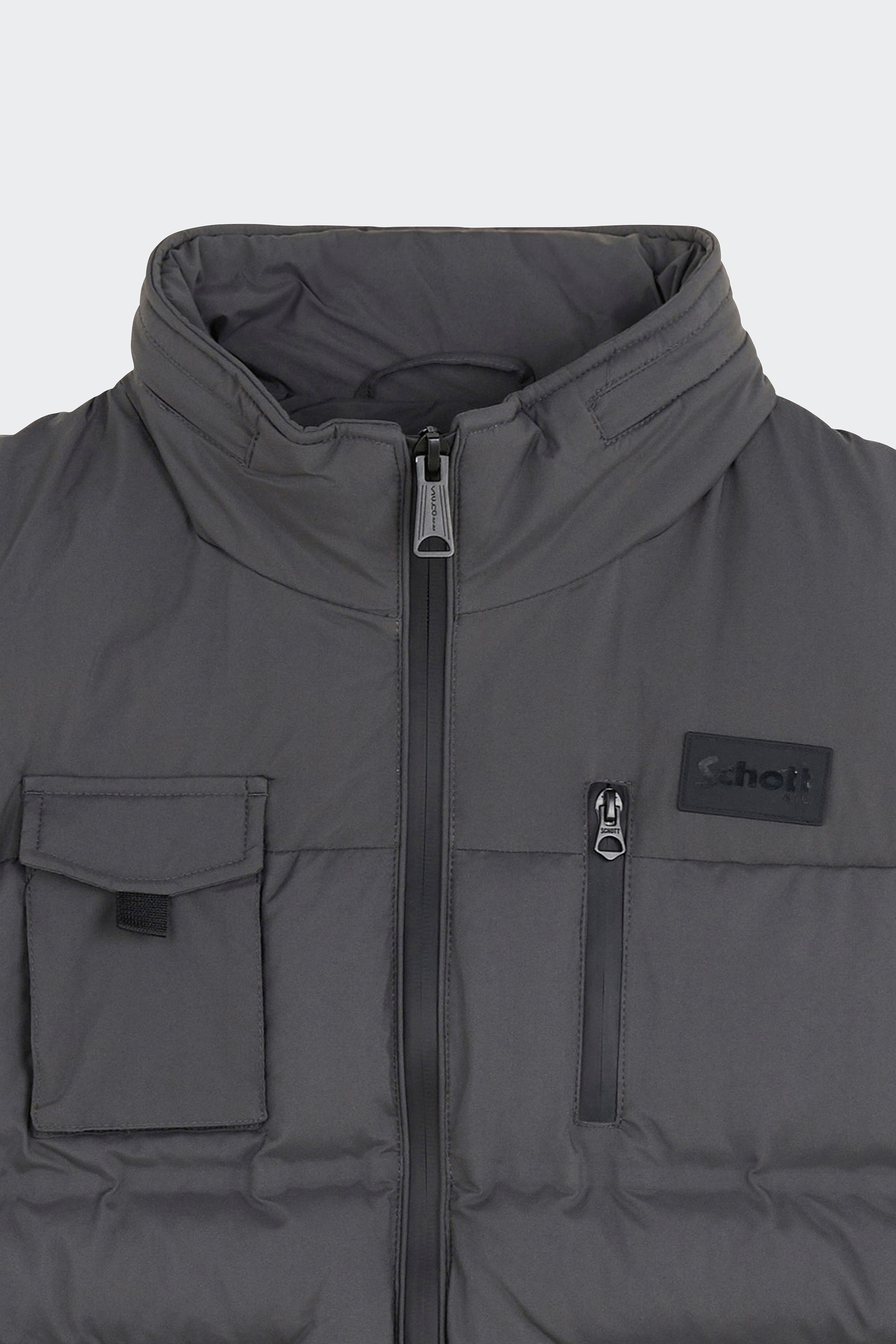 Lightweight quilted padded jacket with high neck | Grey by SCHOTT Lightweight quilted padded jacket with high neck Grey