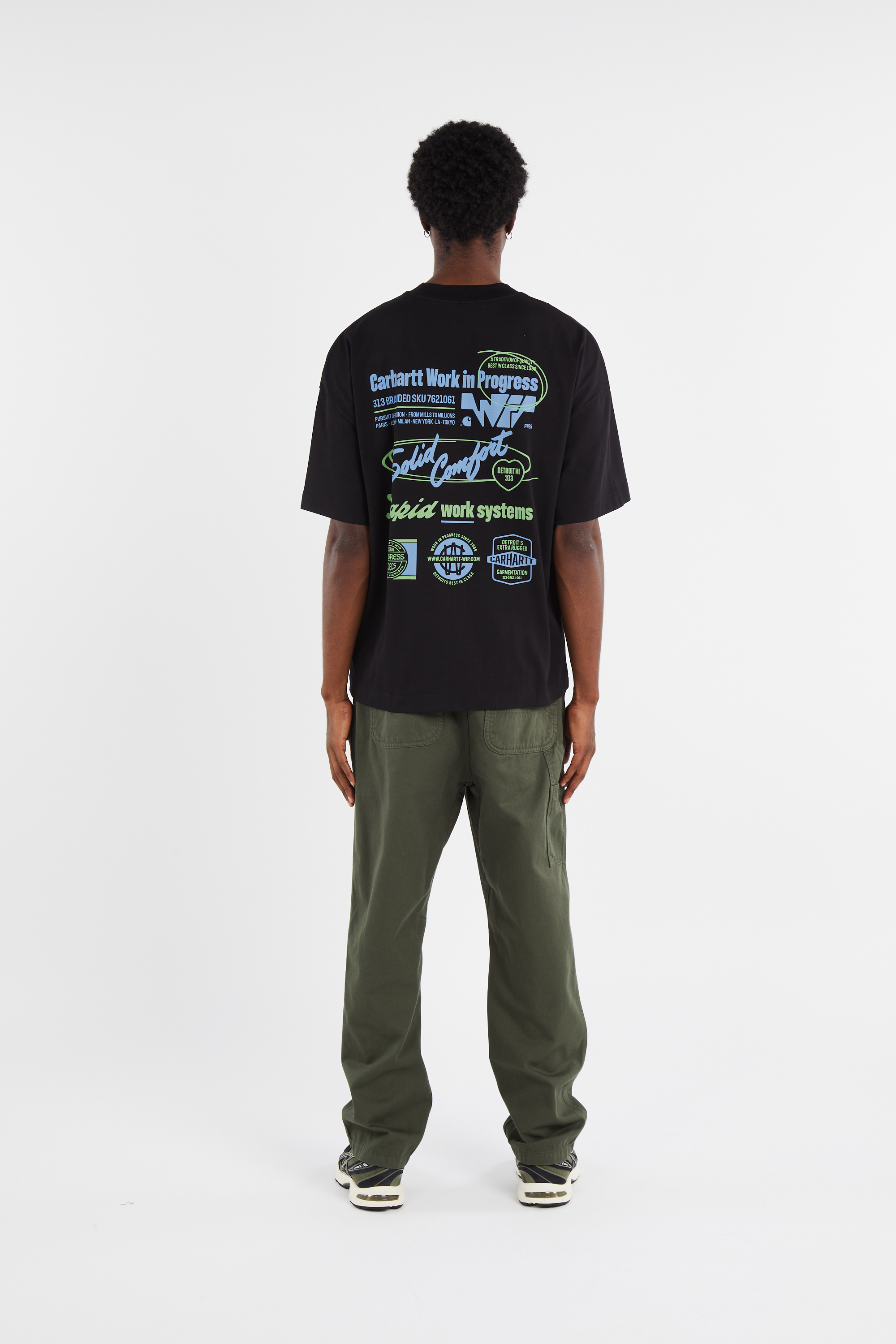 Regular-fit round-neck cotton T-shirt Black