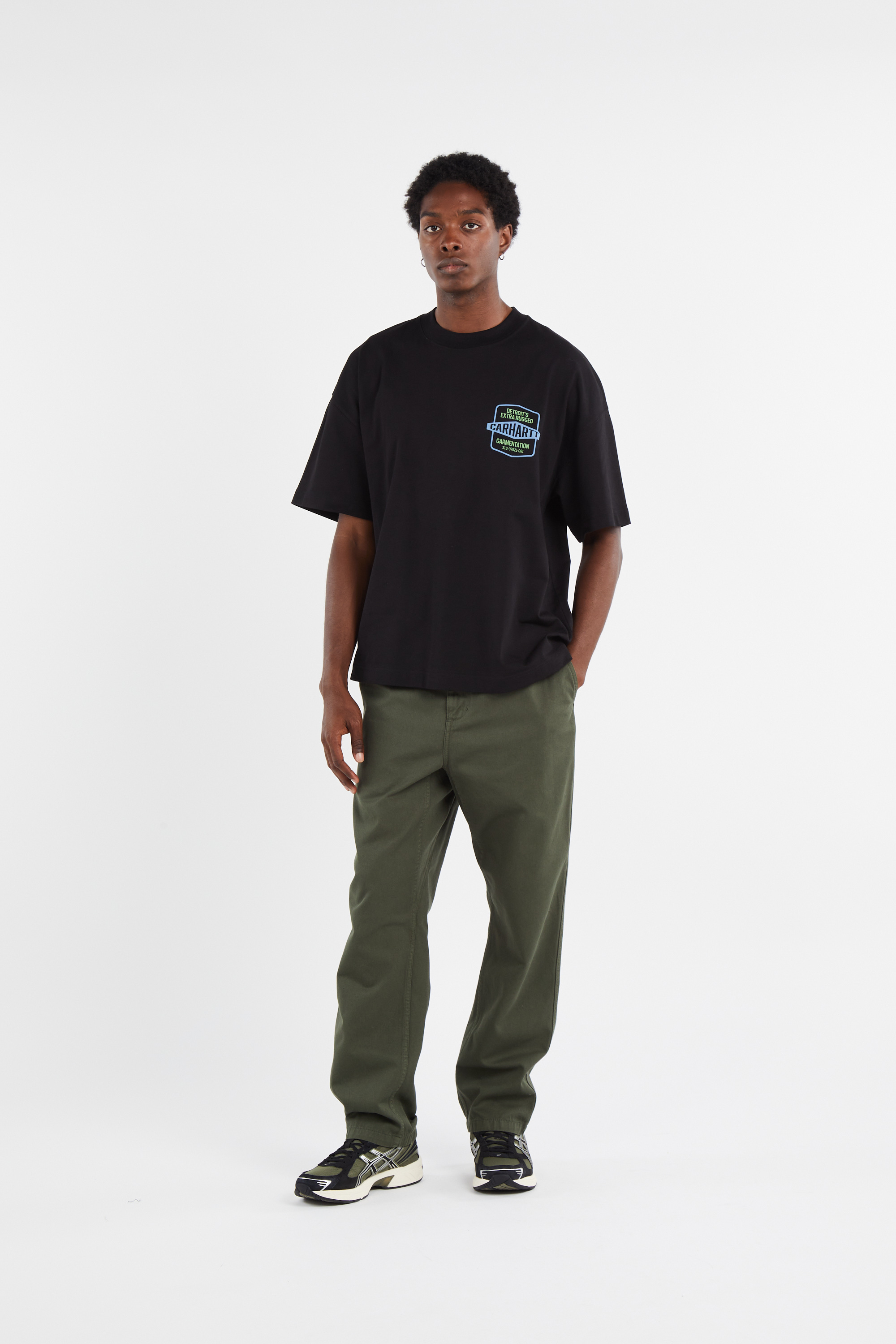 Regular-fit round-neck cotton T-shirt Black