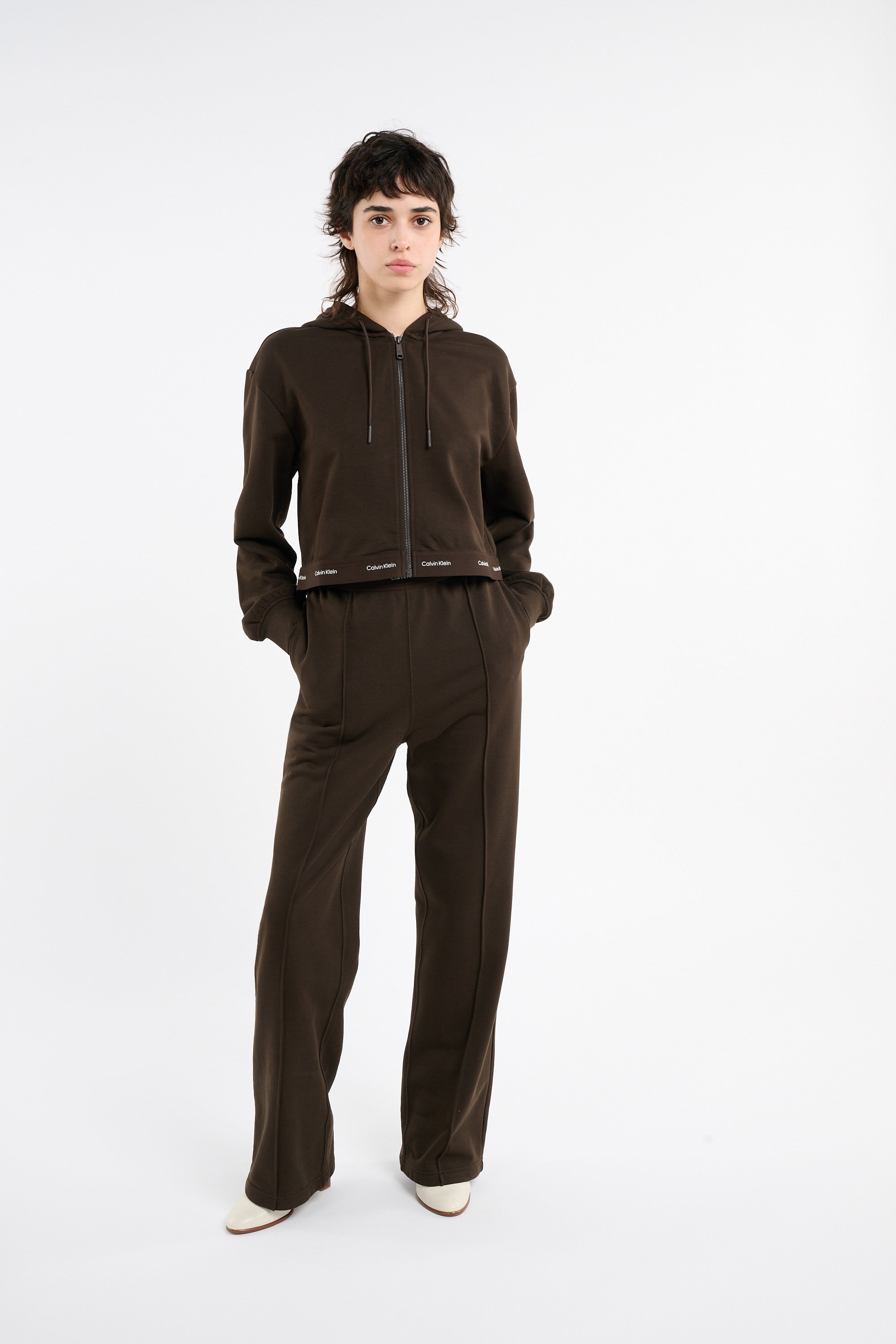 Sweat zippé CALVIN KLEIN Marron