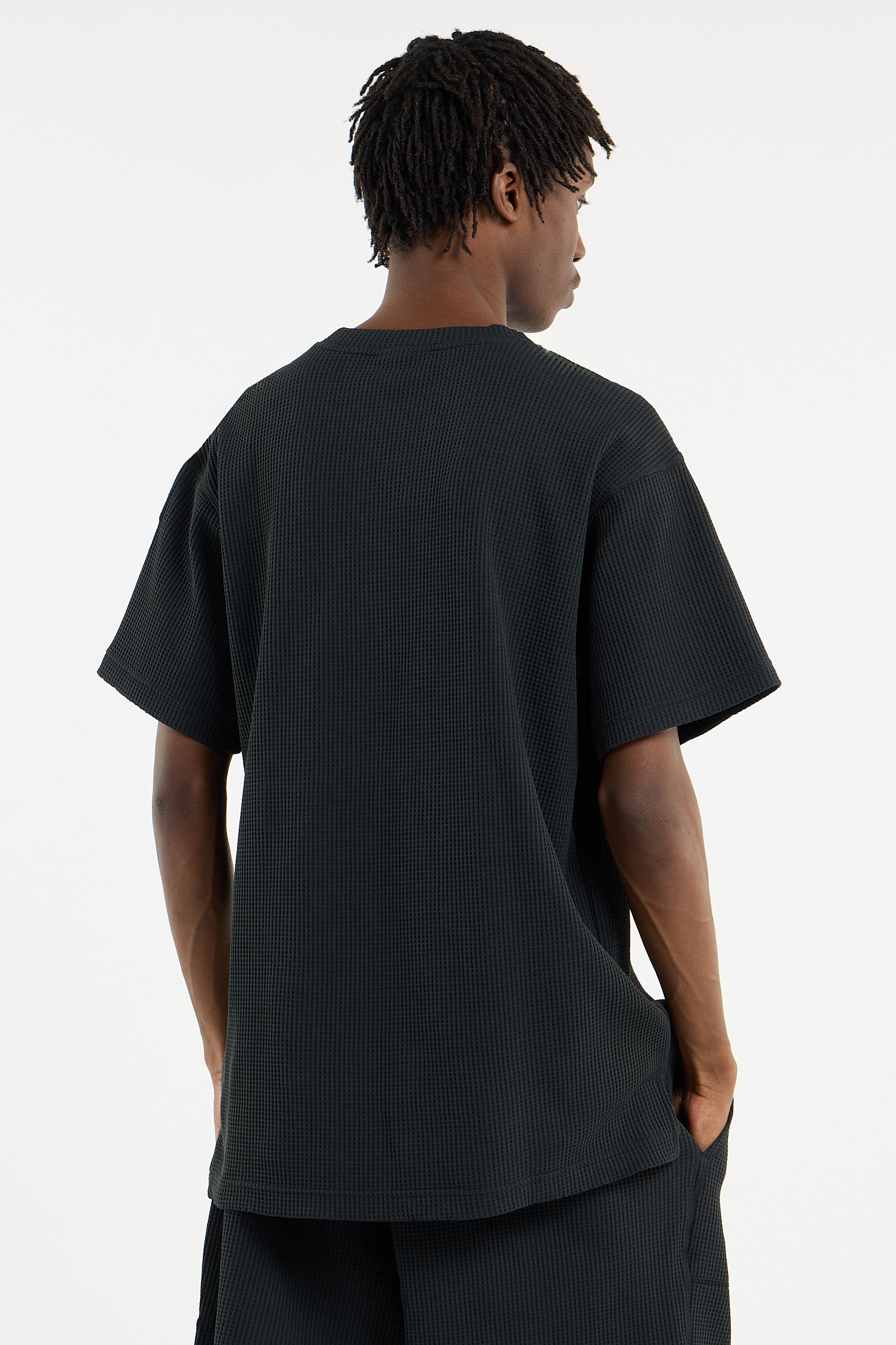 Regular-fit round-neck cotton T-shirt | Black ADIDAS Men