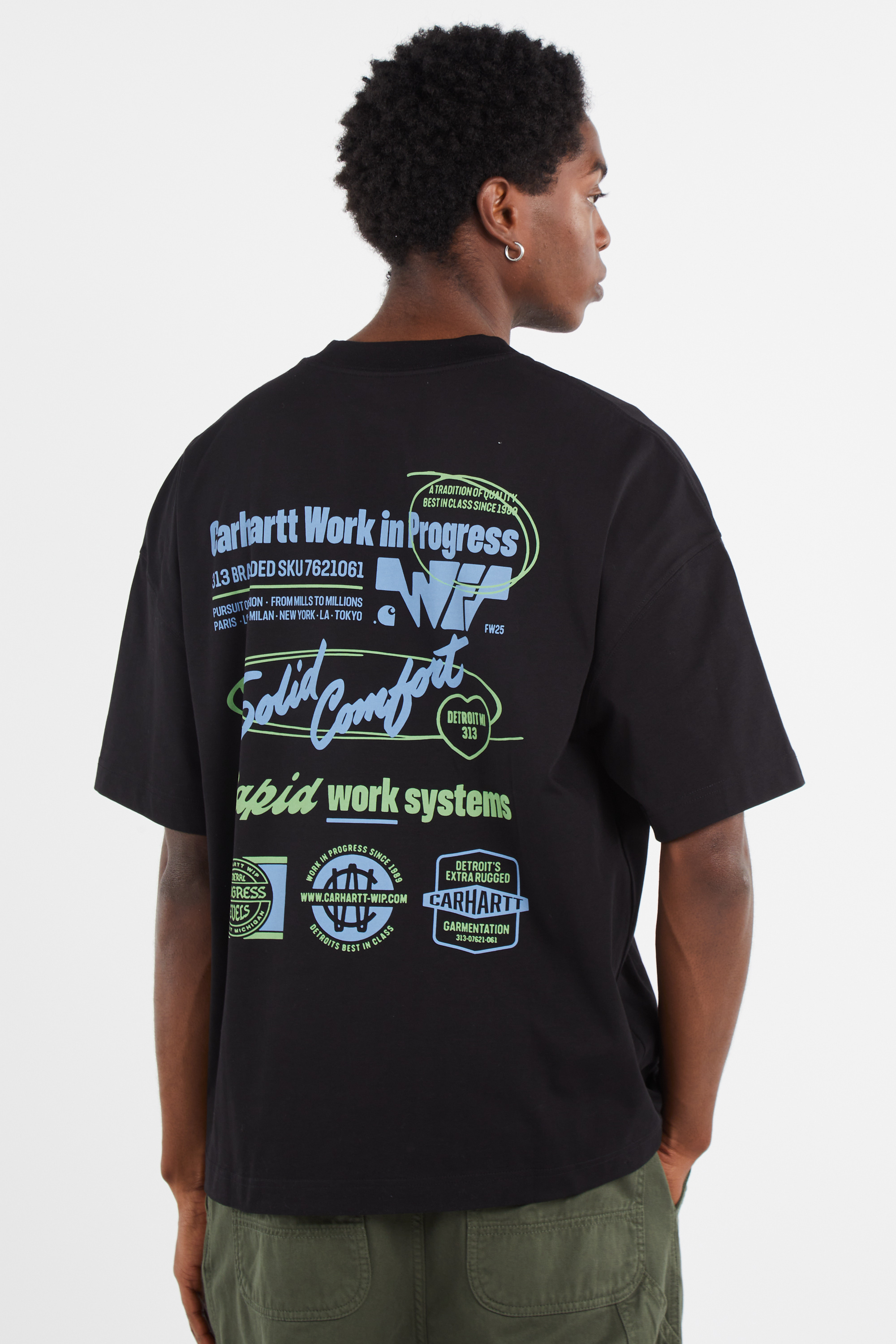 Regular-fit round-neck cotton T-shirt Black