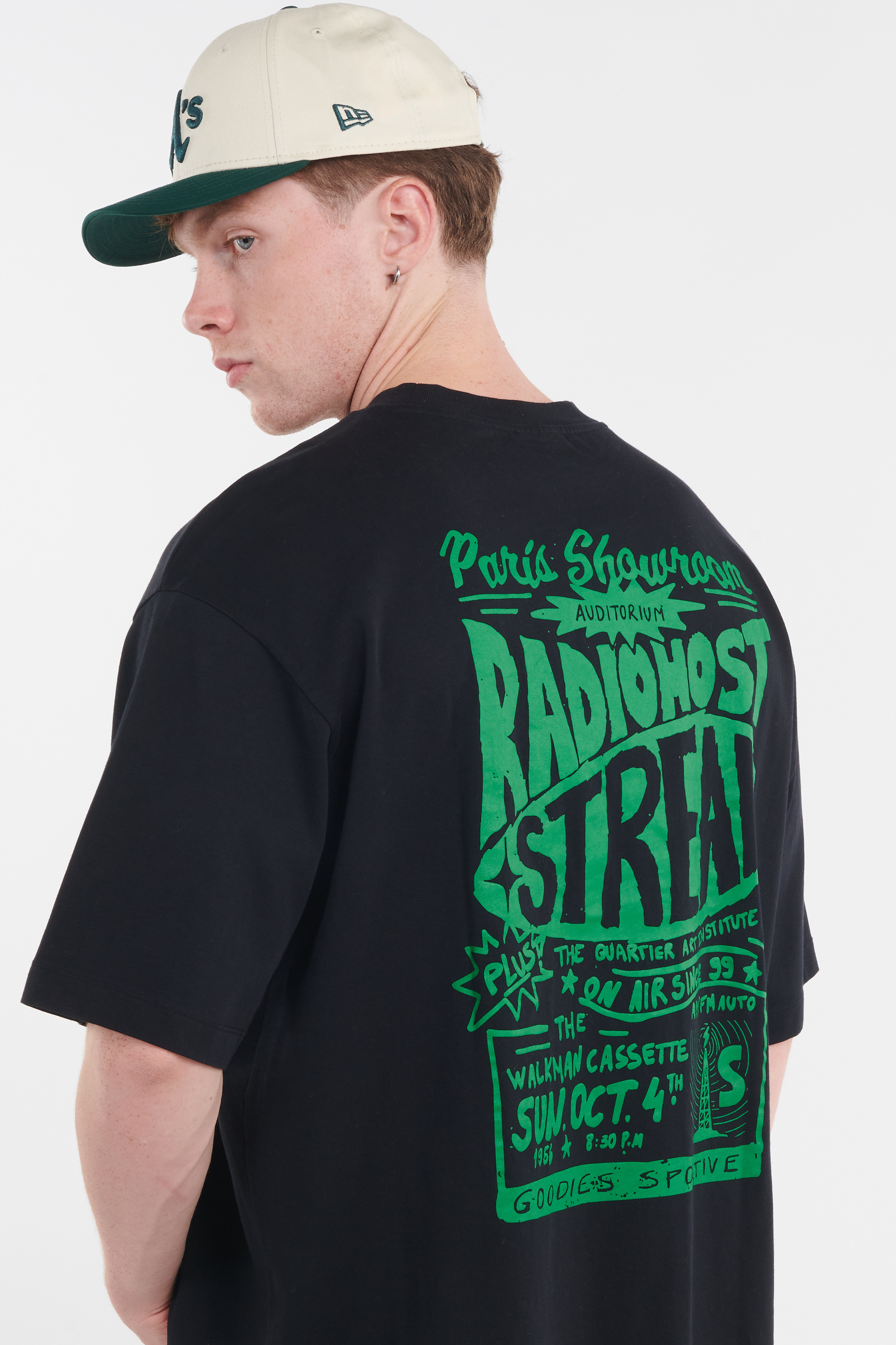 Regular-fit round-neck cotton T-shirt Black