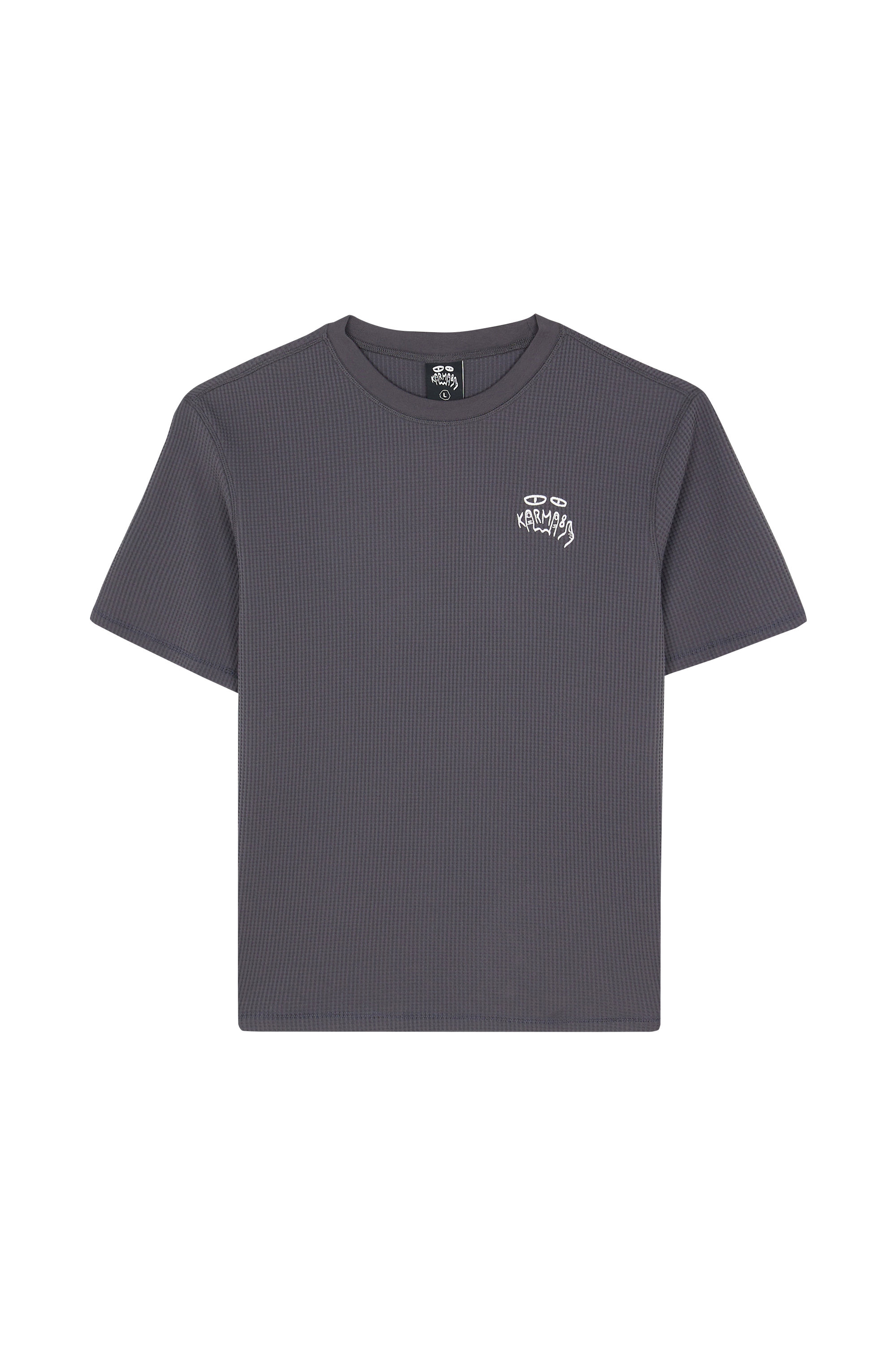 Regular-fit round-neck cotton T-shirt REAL WAFFLE Charcoal