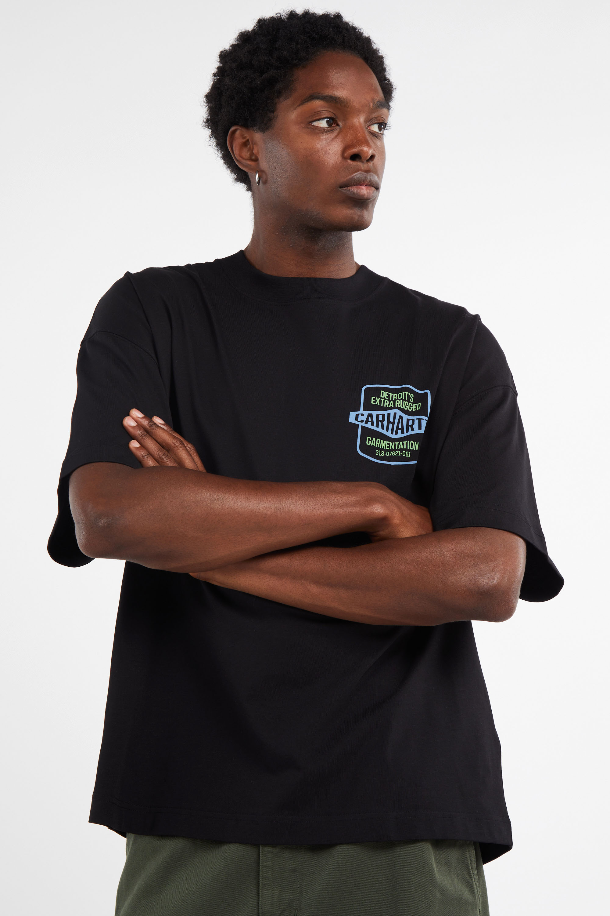 Regular-fit round-neck cotton T-shirt Black