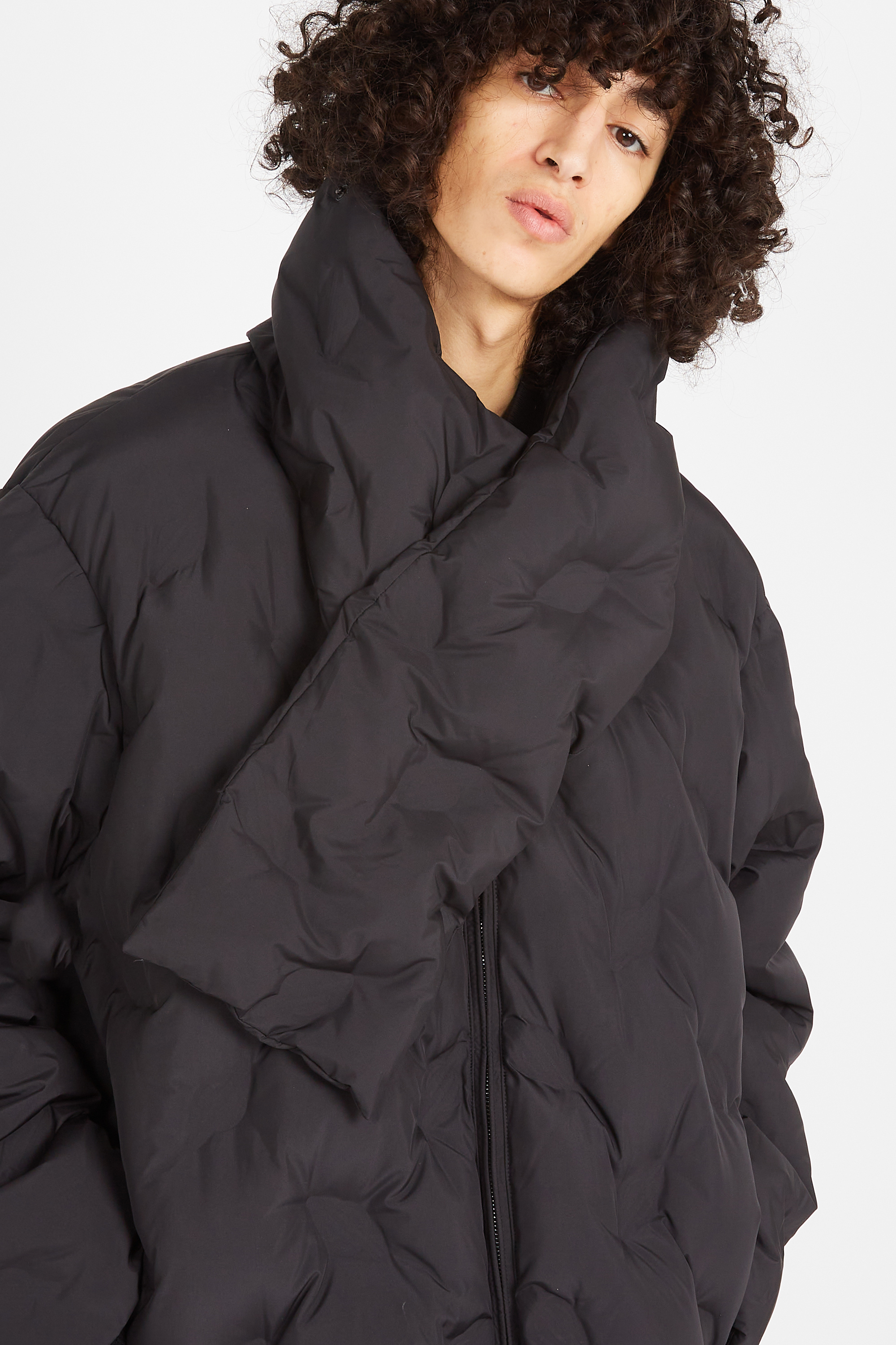 Lightweight quilted padded jacket with high neck Black