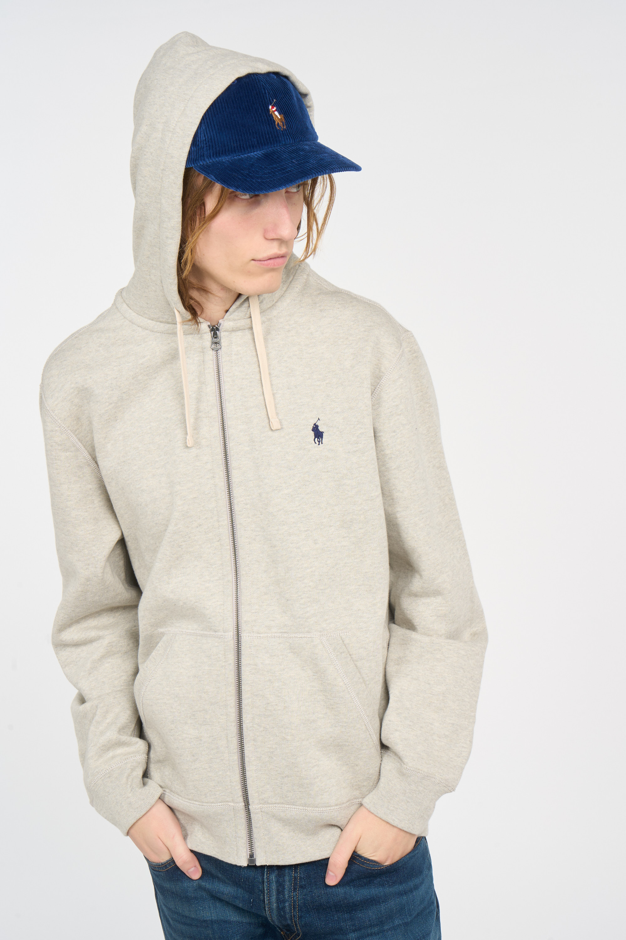 Zip-up cotton hoodie Grey