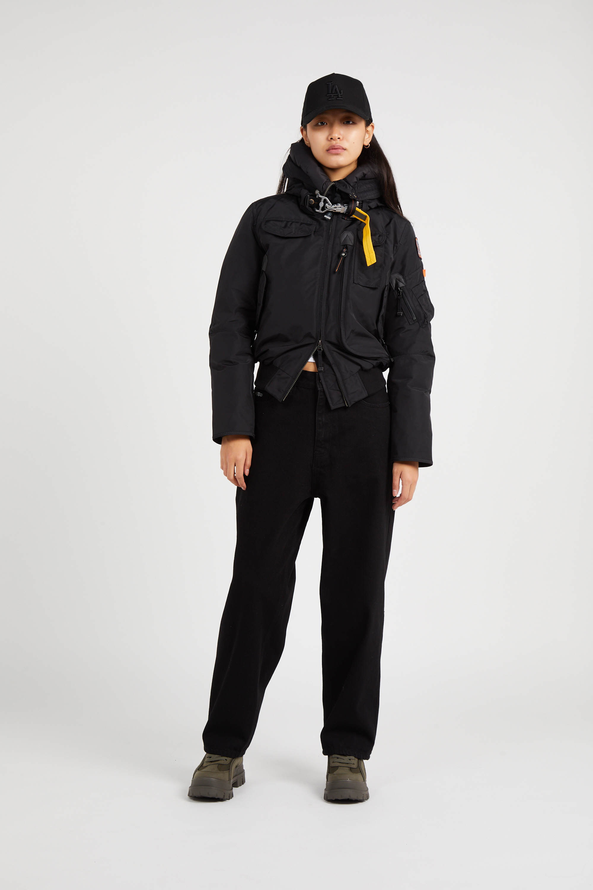 Lightweight quilted padded jacket with high neck Black