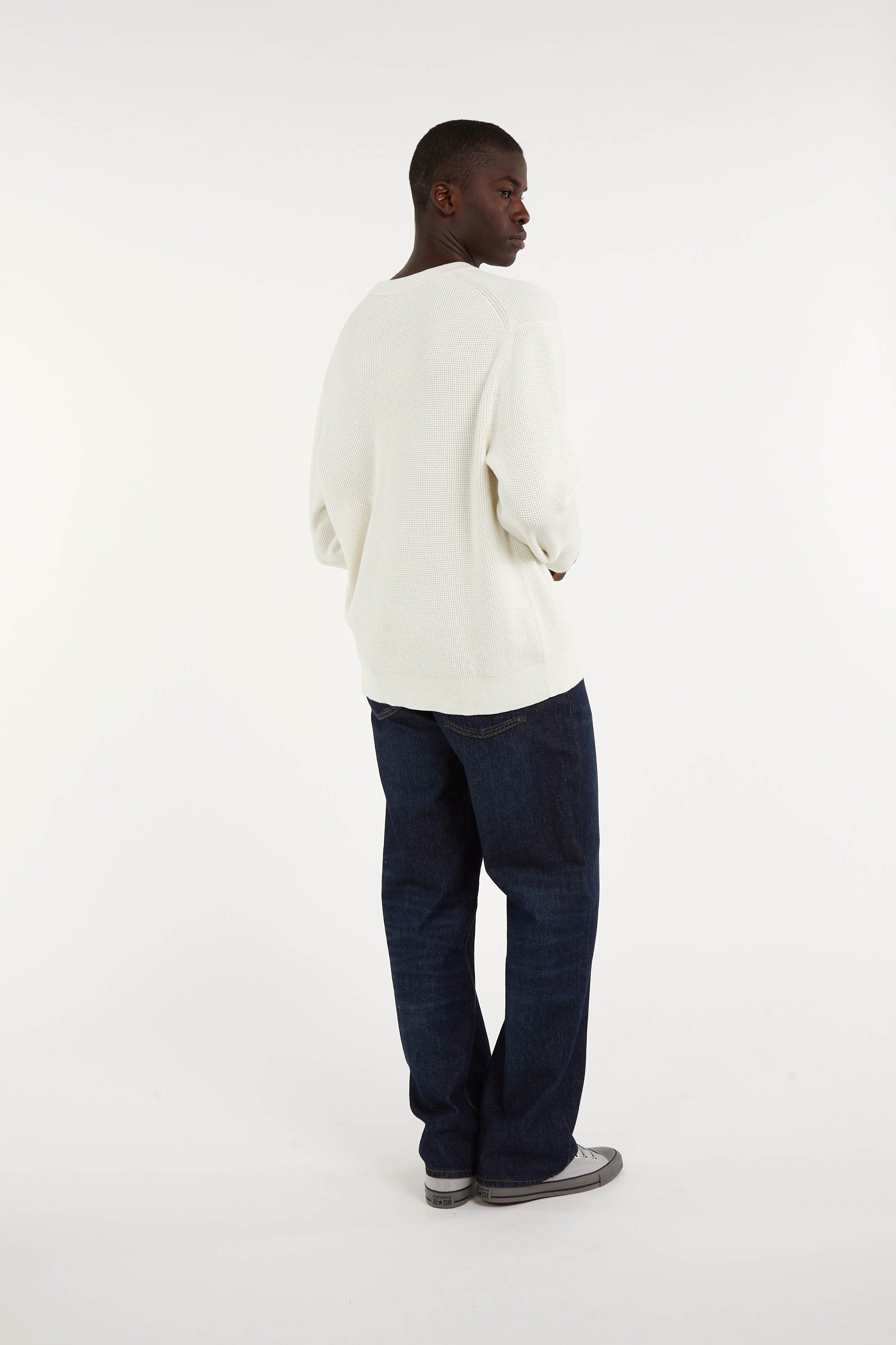 Pull col rond en coton | Blanc CALVIN KLEIN Homme
