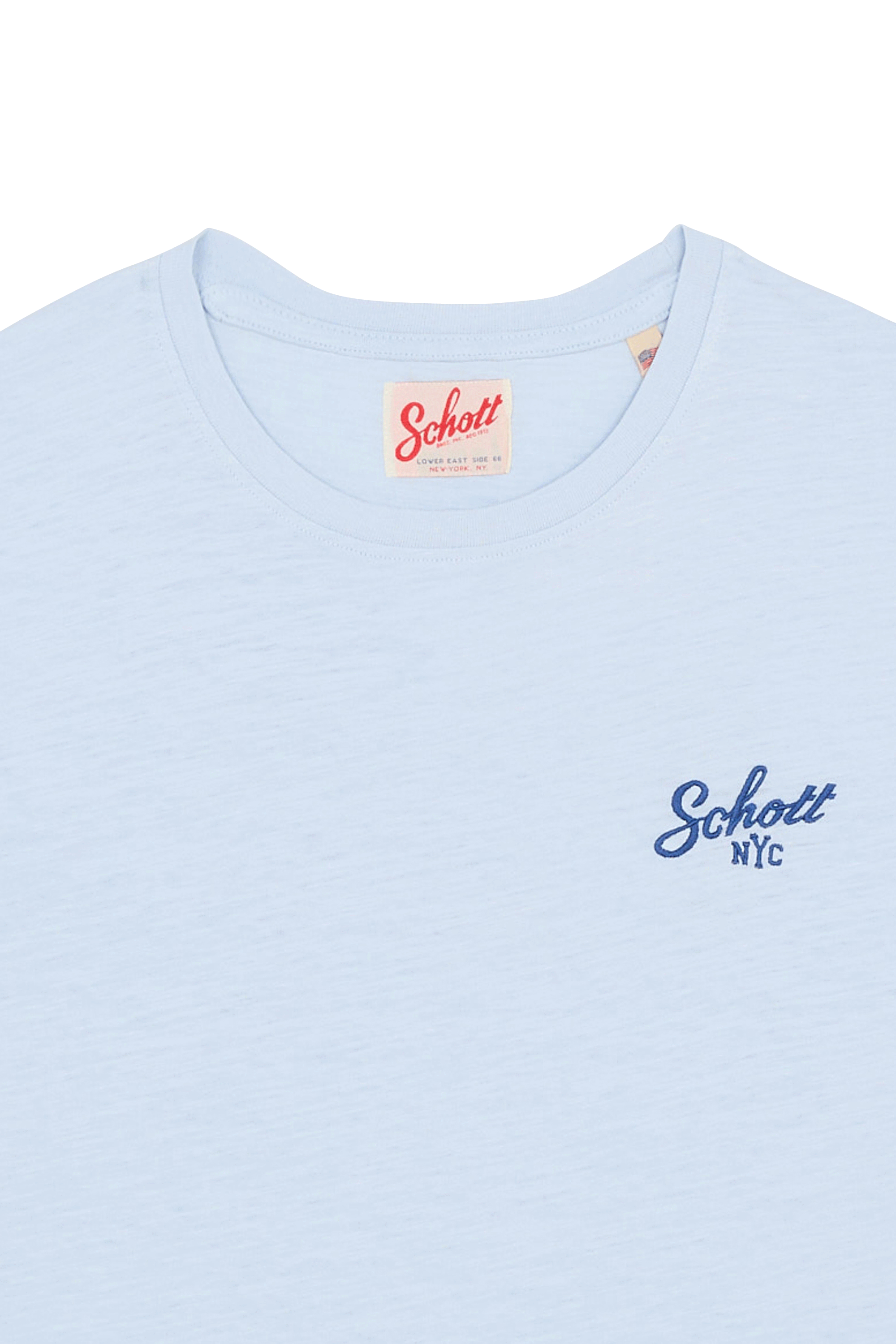 Regular-fit round-neck cotton T-shirt Blue