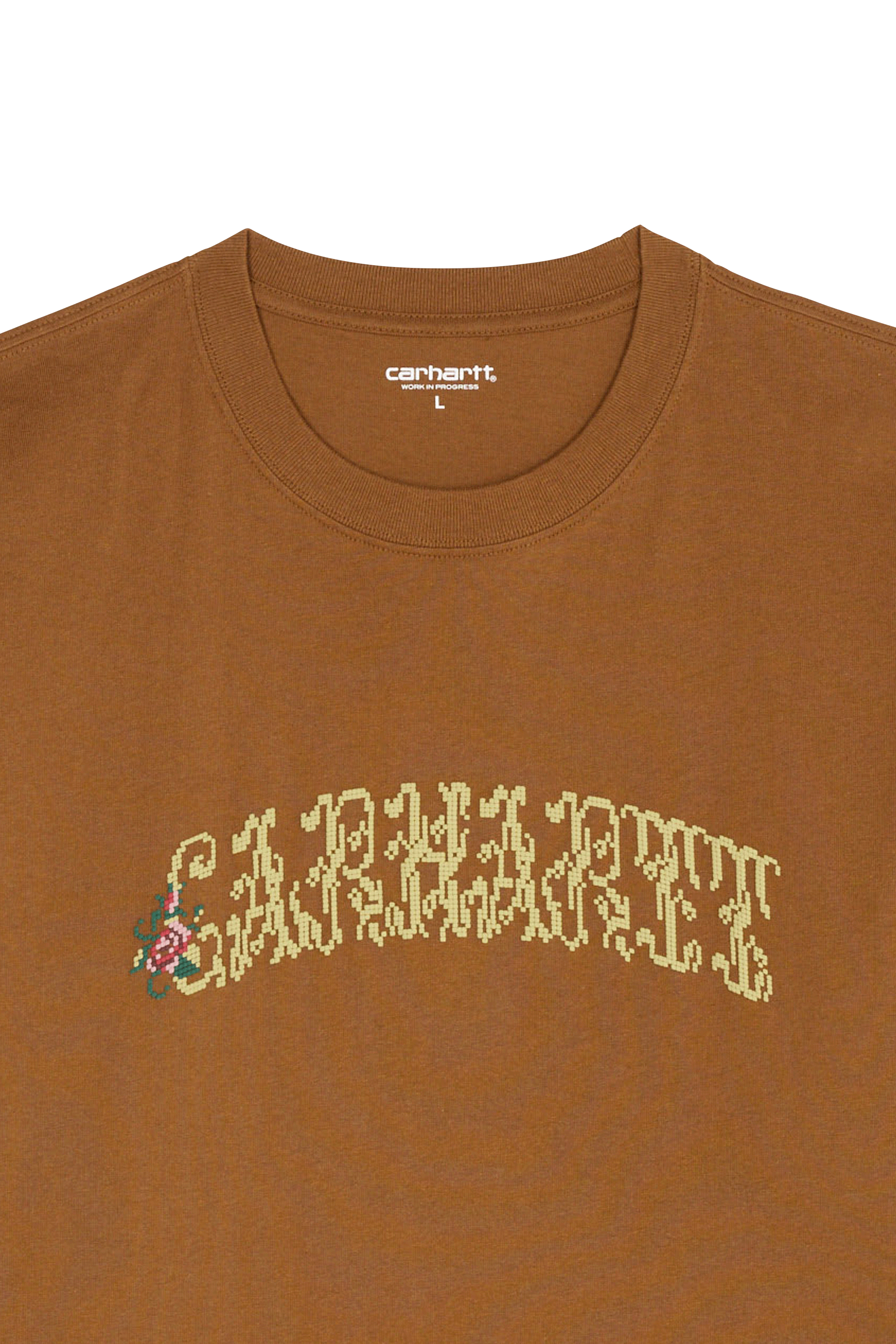 Regular-fit round-neck cotton T-shirt Brown