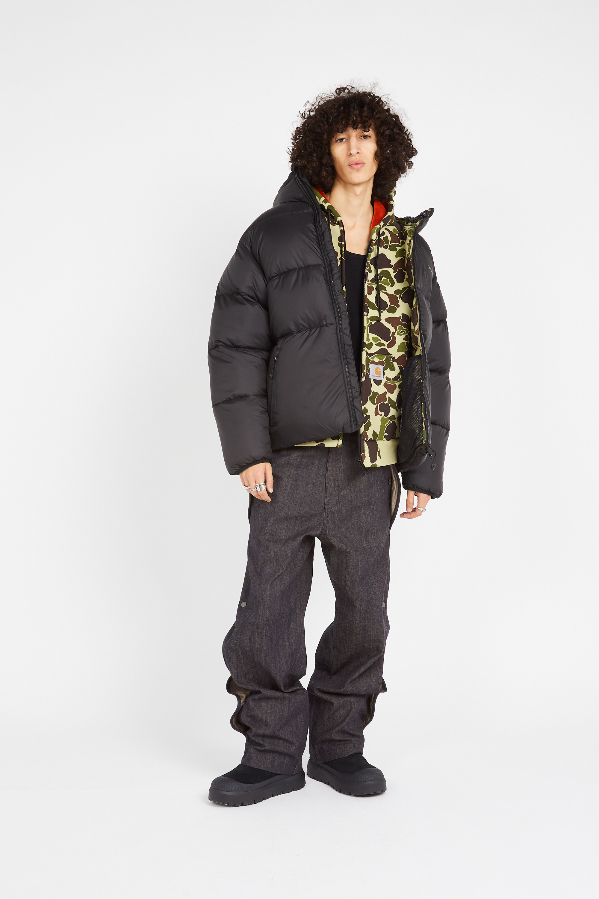 Lightweight quilted padded jacket with high neck Black