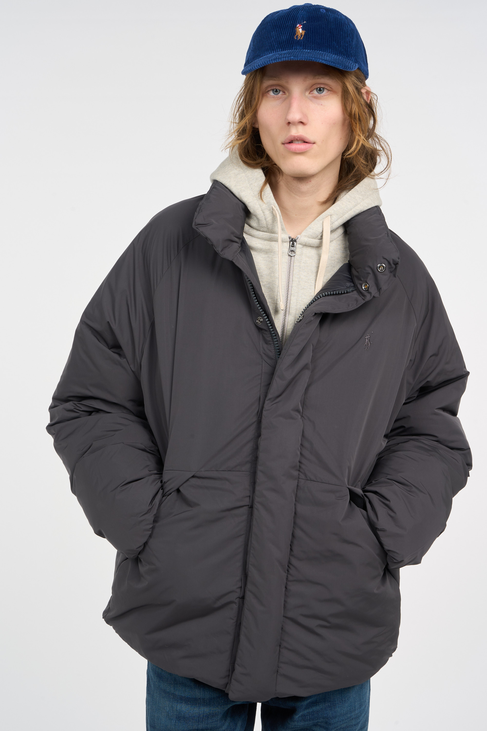 Lightweight quilted padded jacket with high neck Grey
