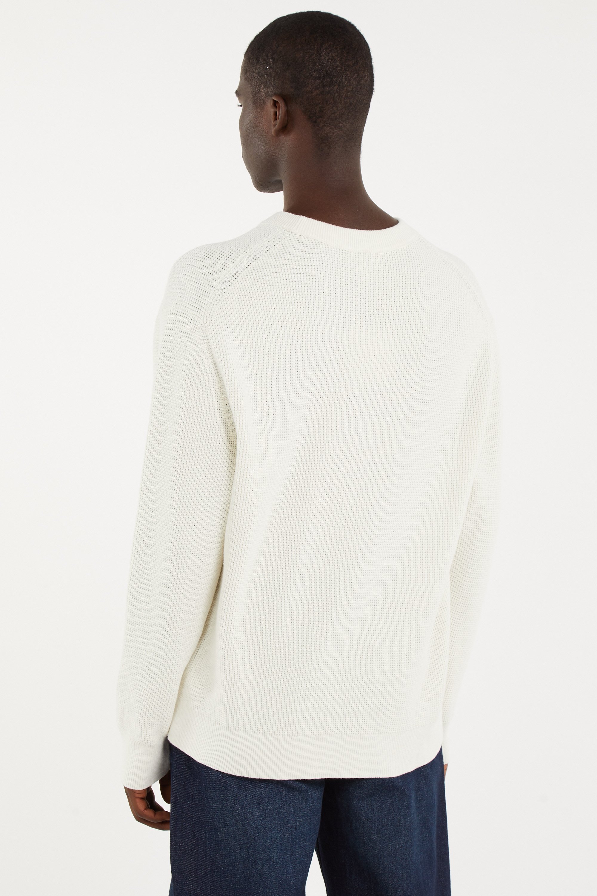 Pull col rond en coton | Blanc CALVIN KLEIN Homme