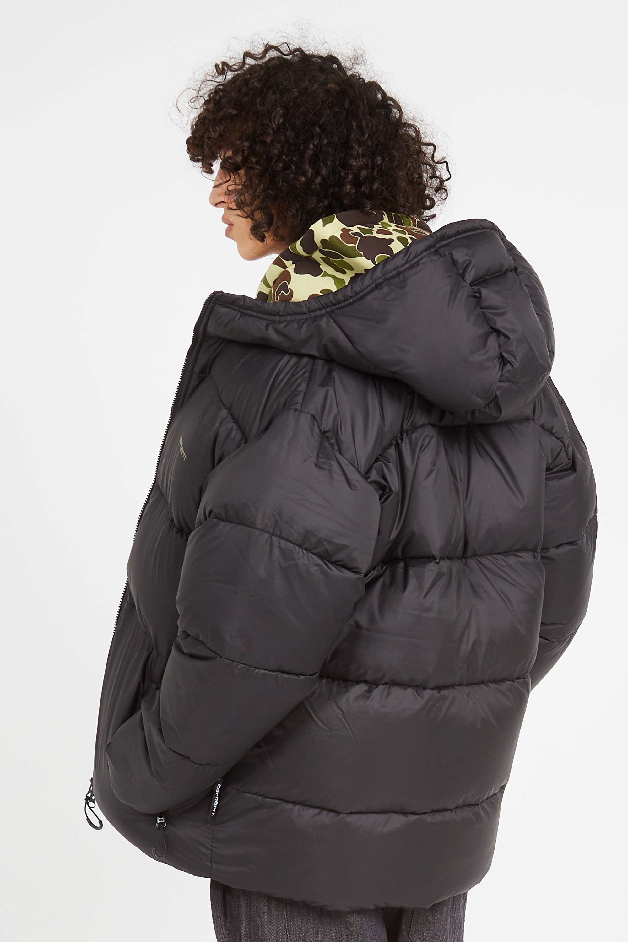 Lightweight quilted padded jacket with high neck Black