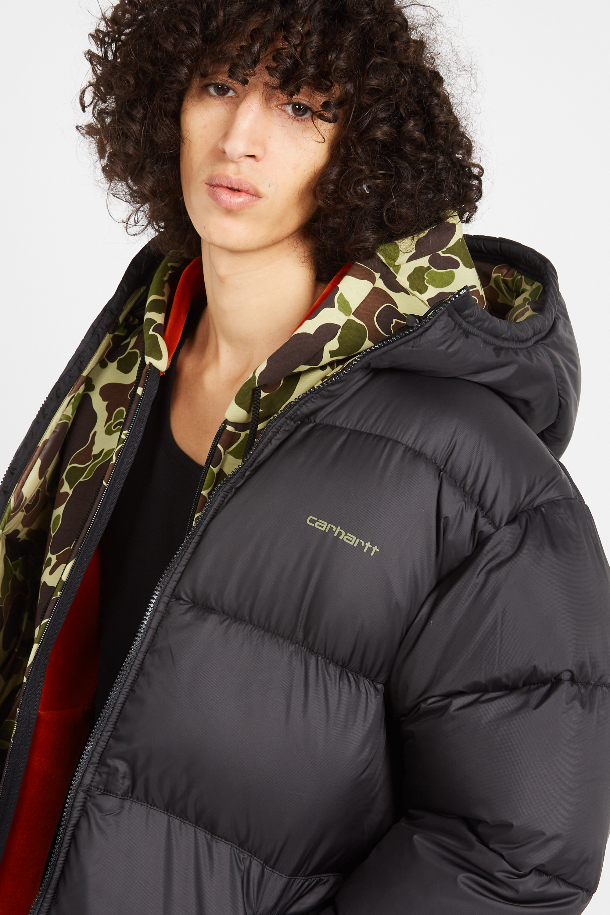 Lightweight quilted padded jacket with high neck Black