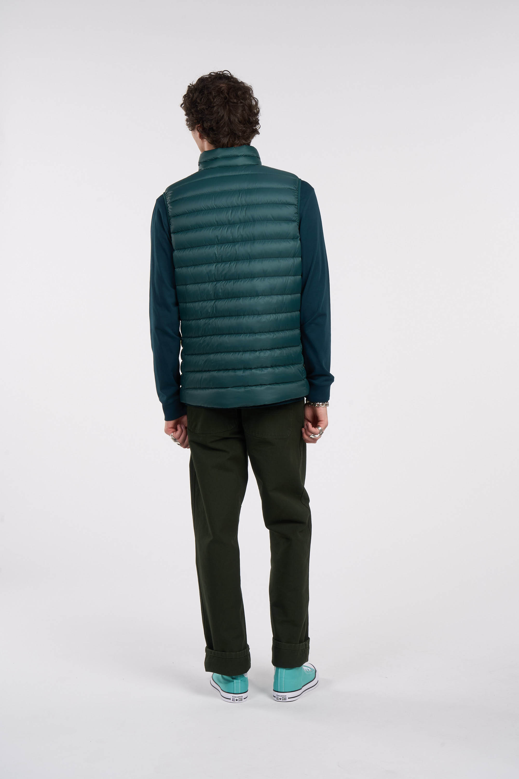 Lightweight quilted padded jacket with high neck Green