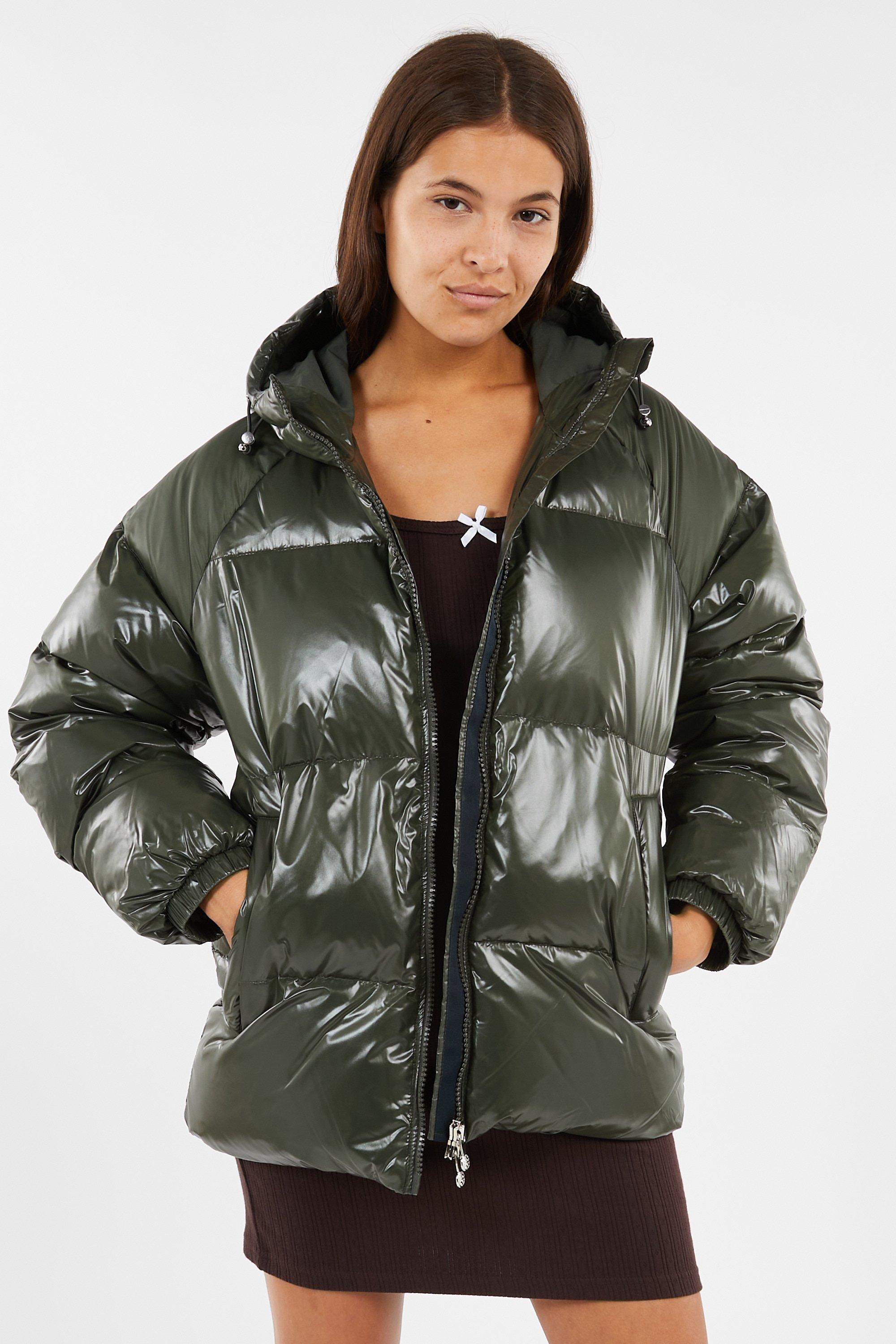 Lightweight quilted padded jacket with high neck | Khaki PYRENEX Women
