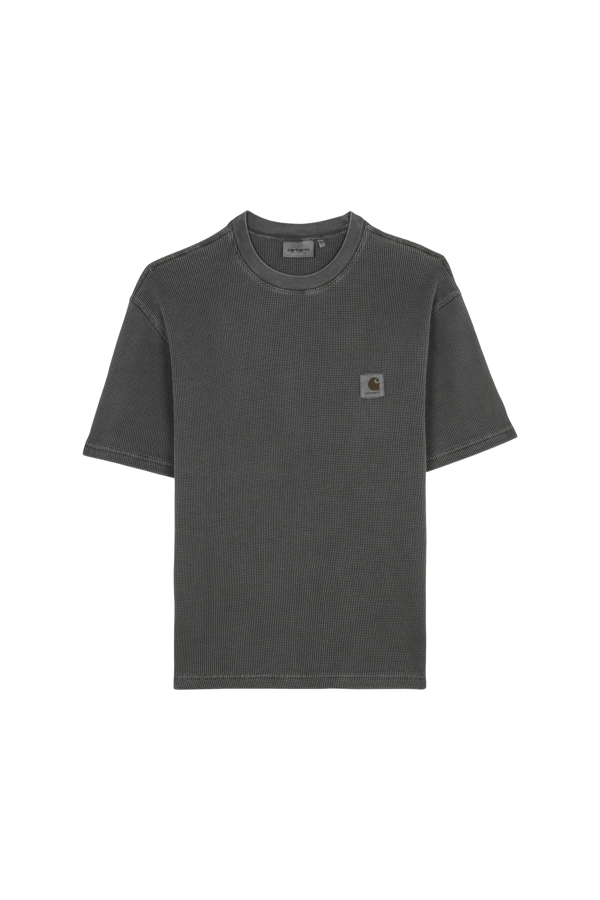 Regular-fit round-neck cotton T-shirt S/S Nelson Waffle T-Shirt Black