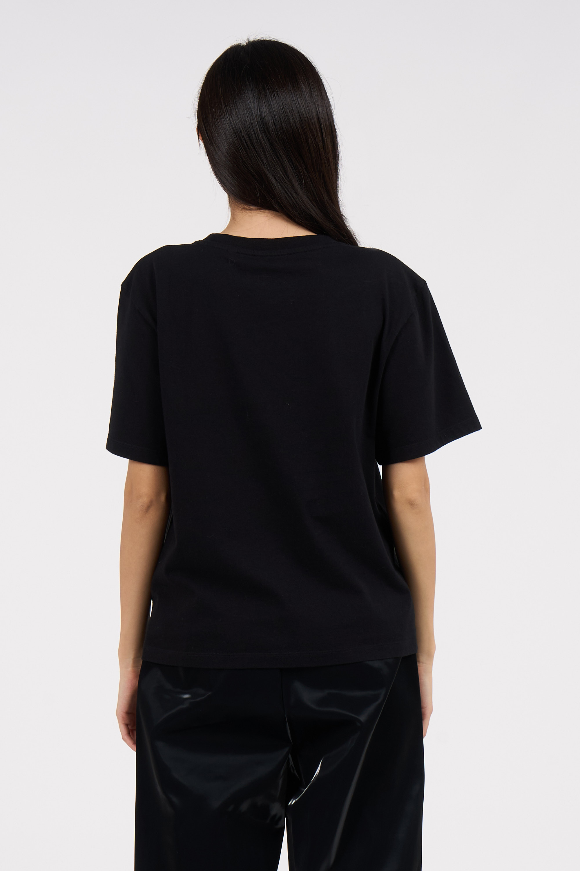 Regular-fit round-neck cotton T-shirt Black