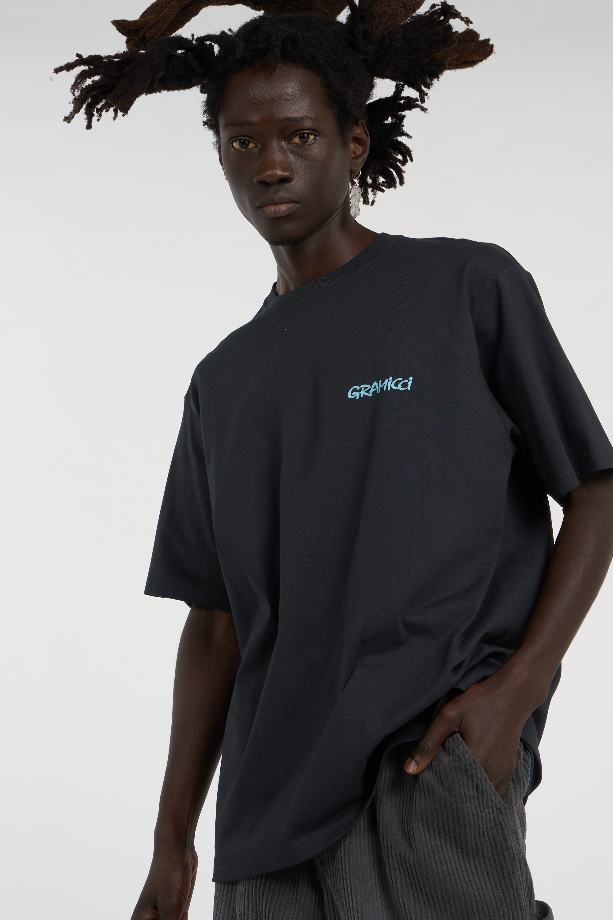 Regular-fit round-neck cotton T-shirt | Black GRAMICCI Men
