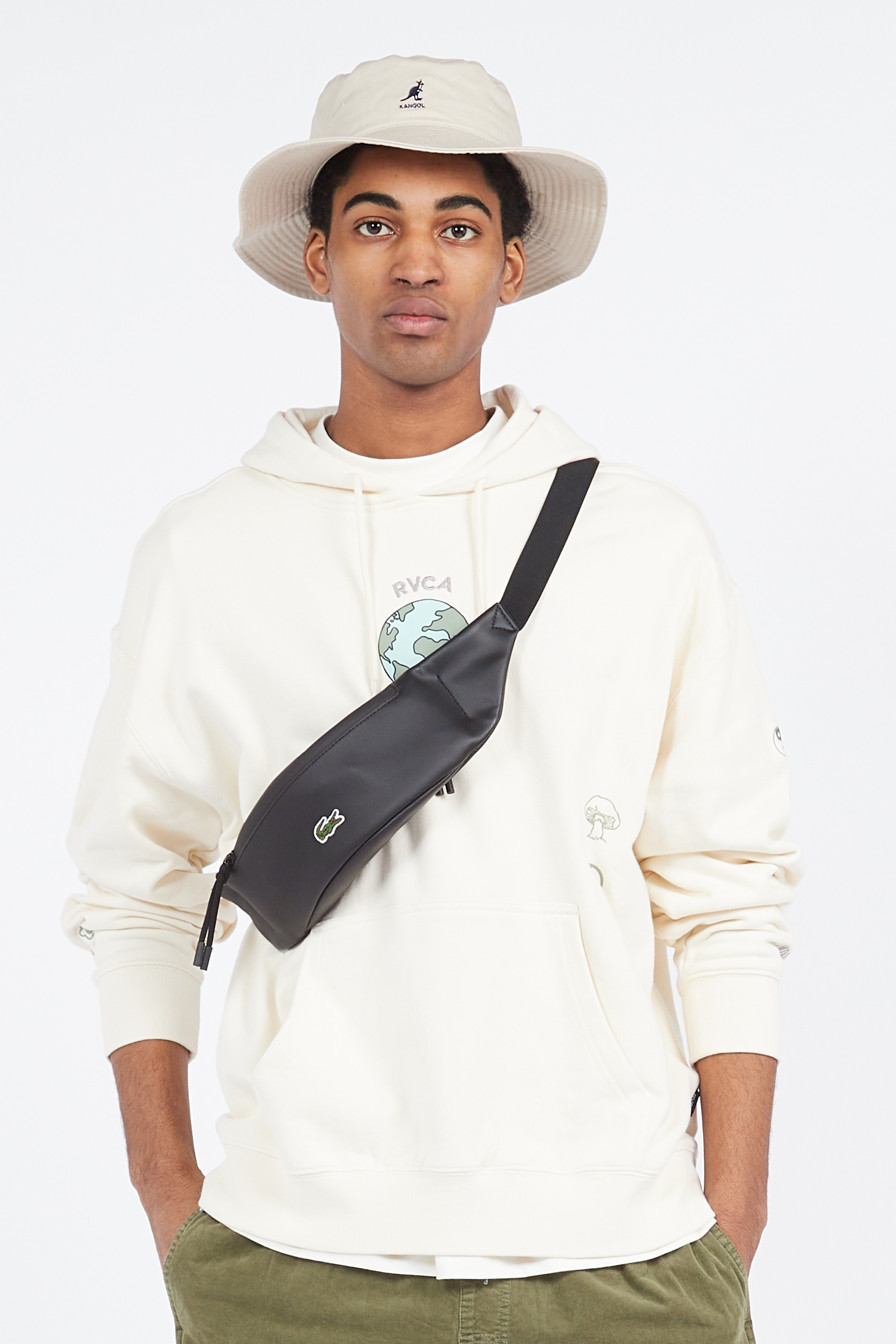 Sac banane avec logo en toile Noir