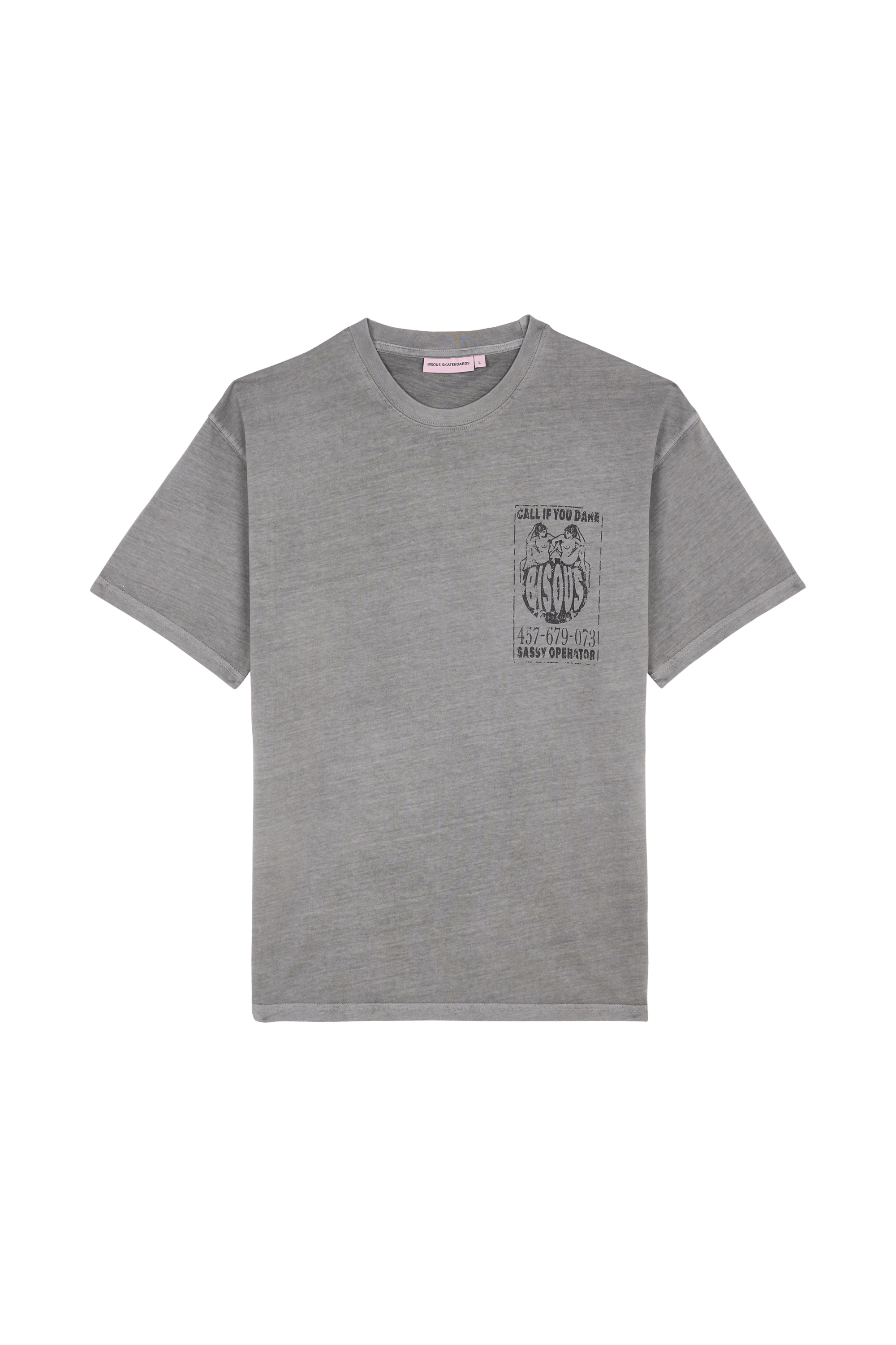 Regular-fit round-neck cotton T-shirt | Grey BISOUS SKATEBOARDS Men