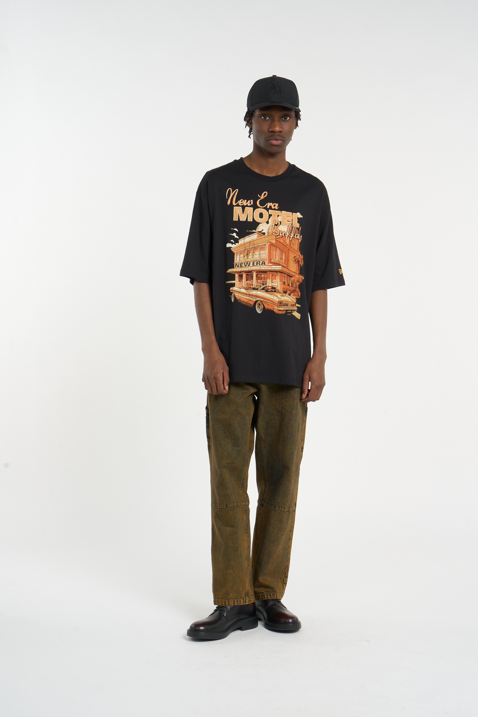 Regular-fit round-neck cotton T-shirt | Black NEW ERA Men