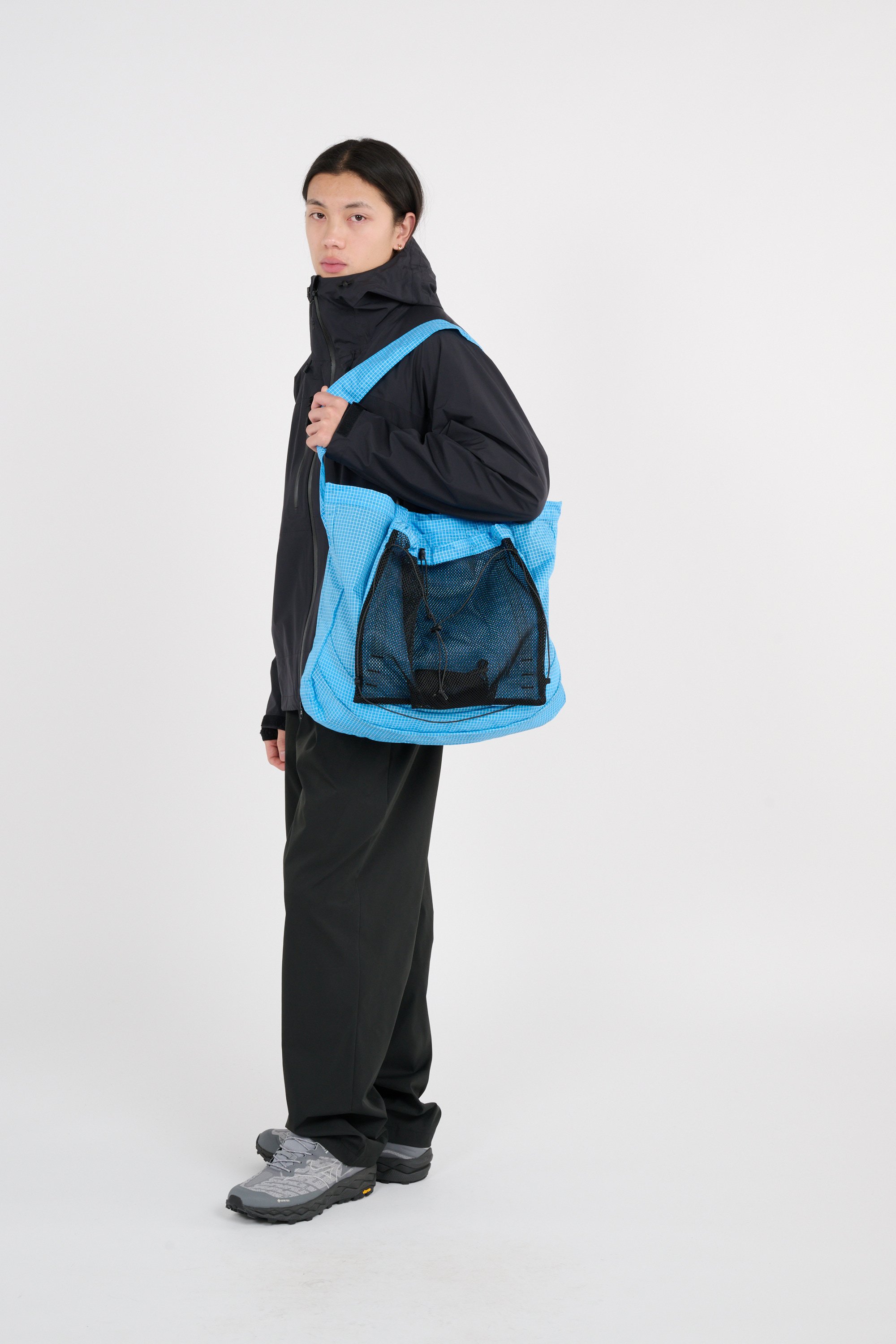 Straight checked wool-blend pants Blue