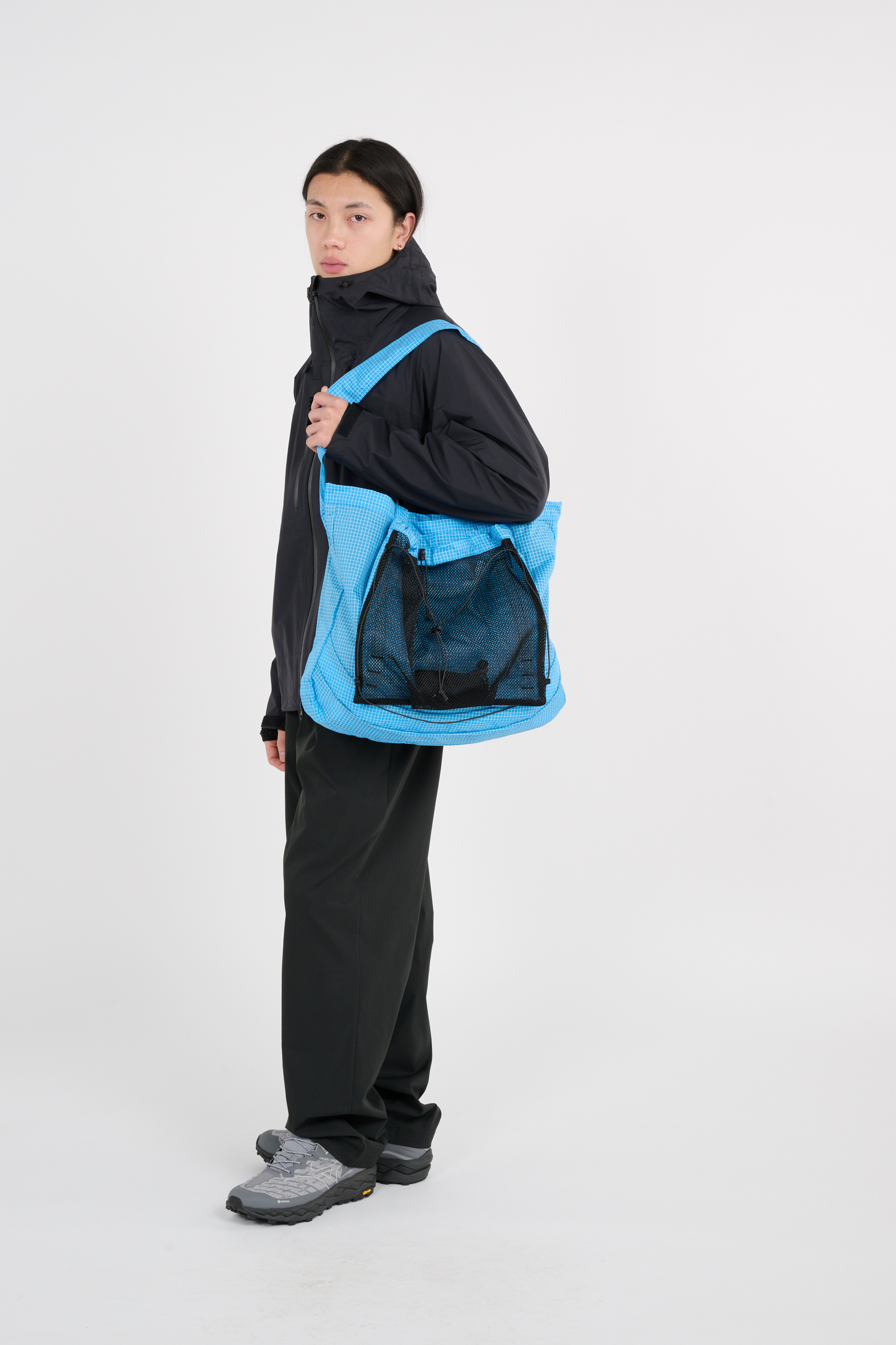 Straight checked wool-blend pants Blue