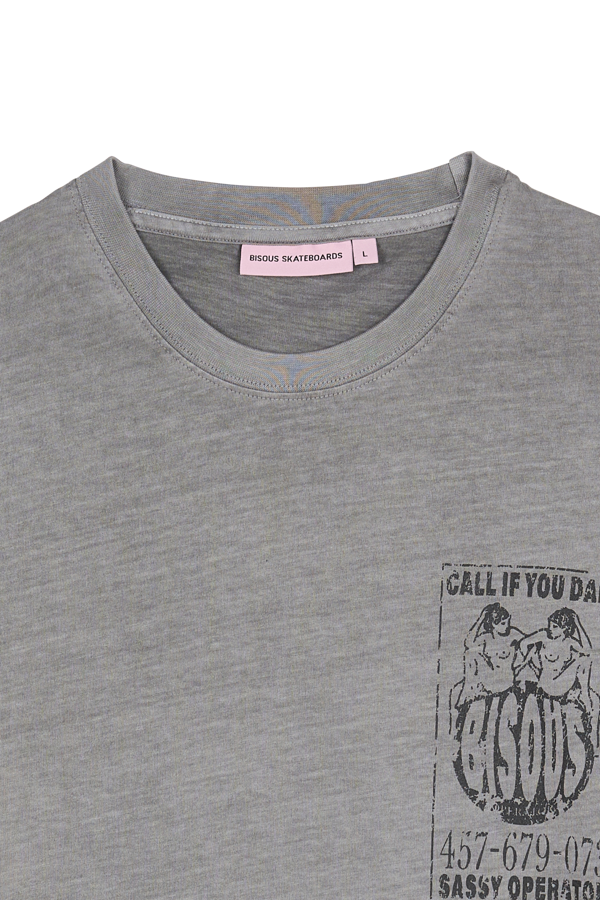Regular-fit round-neck cotton T-shirt | Grey BISOUS SKATEBOARDS Men